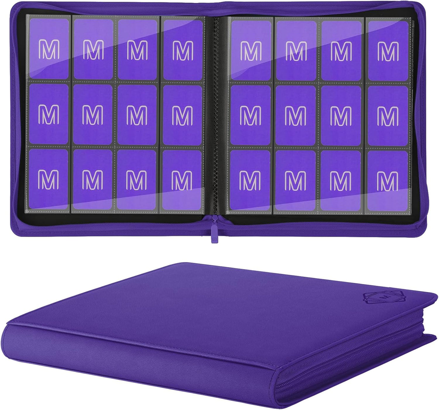 Premium Card Binder 12 Pocket for 720 Pockets Trading Card Binder, PU Zipper Card Collection Album, Sturdy Side-Loading Card Book Holder for MTG, TCG, Game Cards, Sports Cards