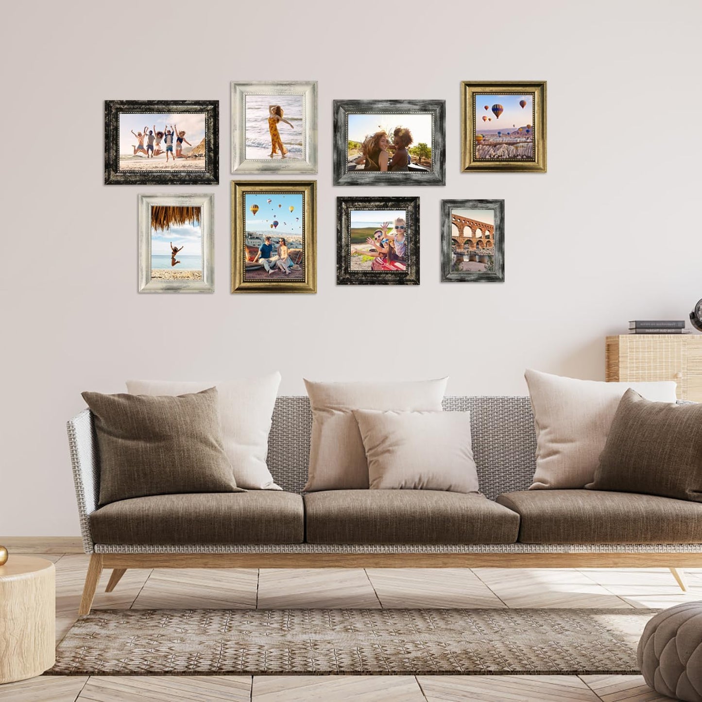 4×6 Picture Frame Set of 4,Vintage Photo Frame, Rustic Retro Picture Frame with Tempered Glass, Decorative Art on Walls and Tabletop Placement Family Friends Wedding Gift