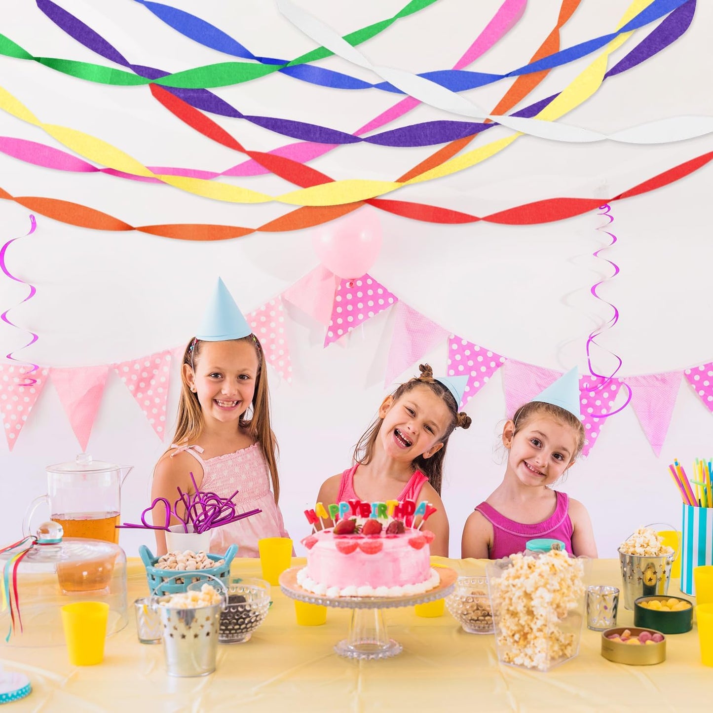 Crepe Paper Streamers 8 Rolls 656ft, Pack of Rainbow Assorted Colored Party Streamers for Party Backdrop Birthday Baby Shower Wedding Decorations DIY Art Craft Supplies (1.8Inch x 82Ft/Roll)