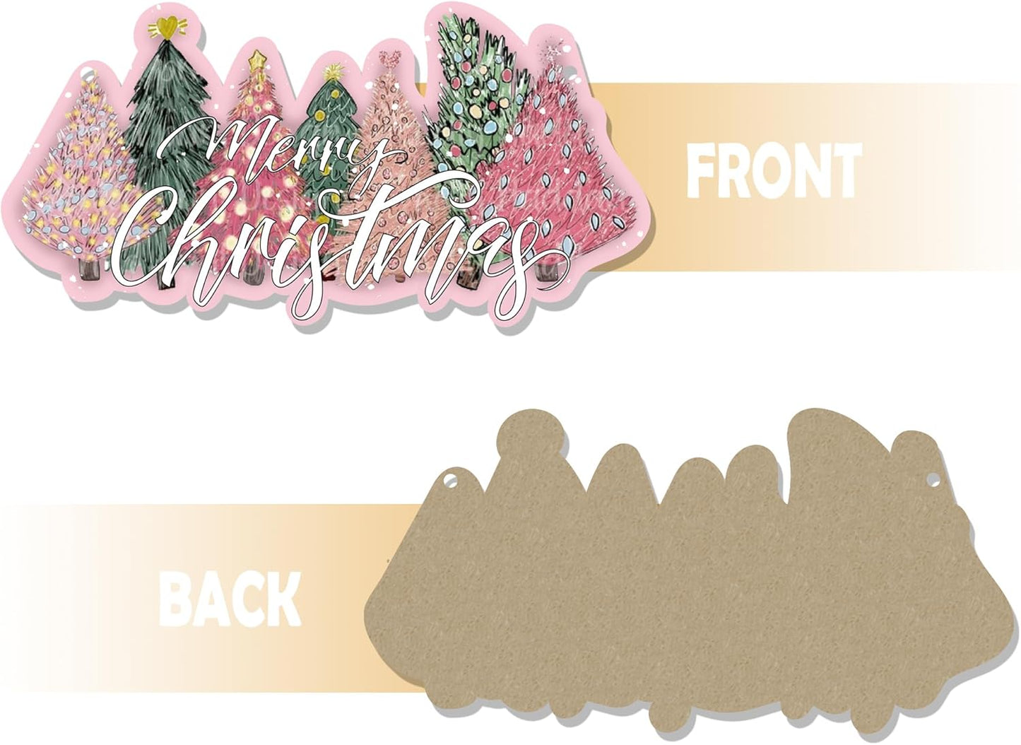 CGBHW Pink and Green Christmas Tree Wooden Sign, Merry Christmas Decoration Hanging Sign Wall Decor, Pink Christmas Holidays Theme for Home Office Girls College Dorm Door Decor 12 x 6 Inch