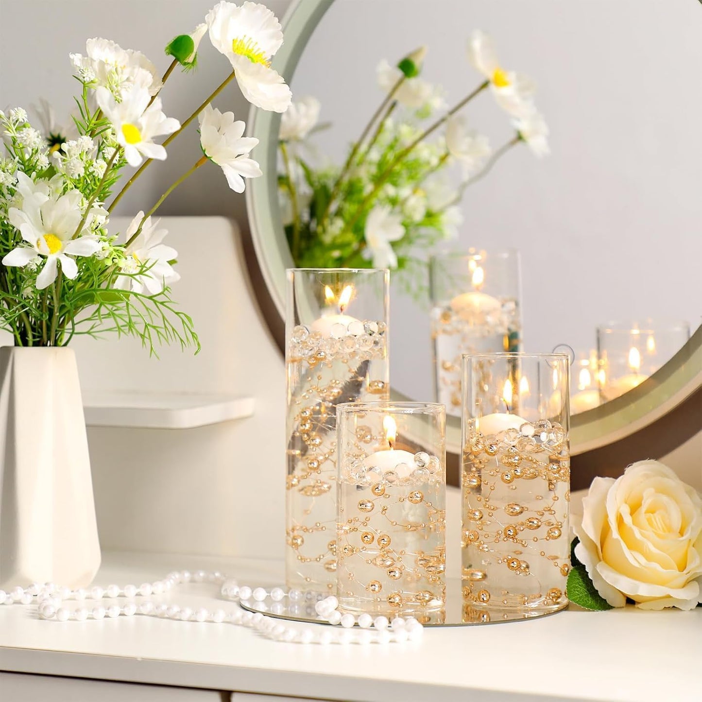 Sawysine 18 Pcs Glass Cylinder Vases 2.5''/2.95''/3.9'' Diameter Clear Flowers Vase Hurricane Floating Candles Holders for Table Centerpieces (3.9 x 8 in,3.9 x 10 in,3.9 x 12 in)