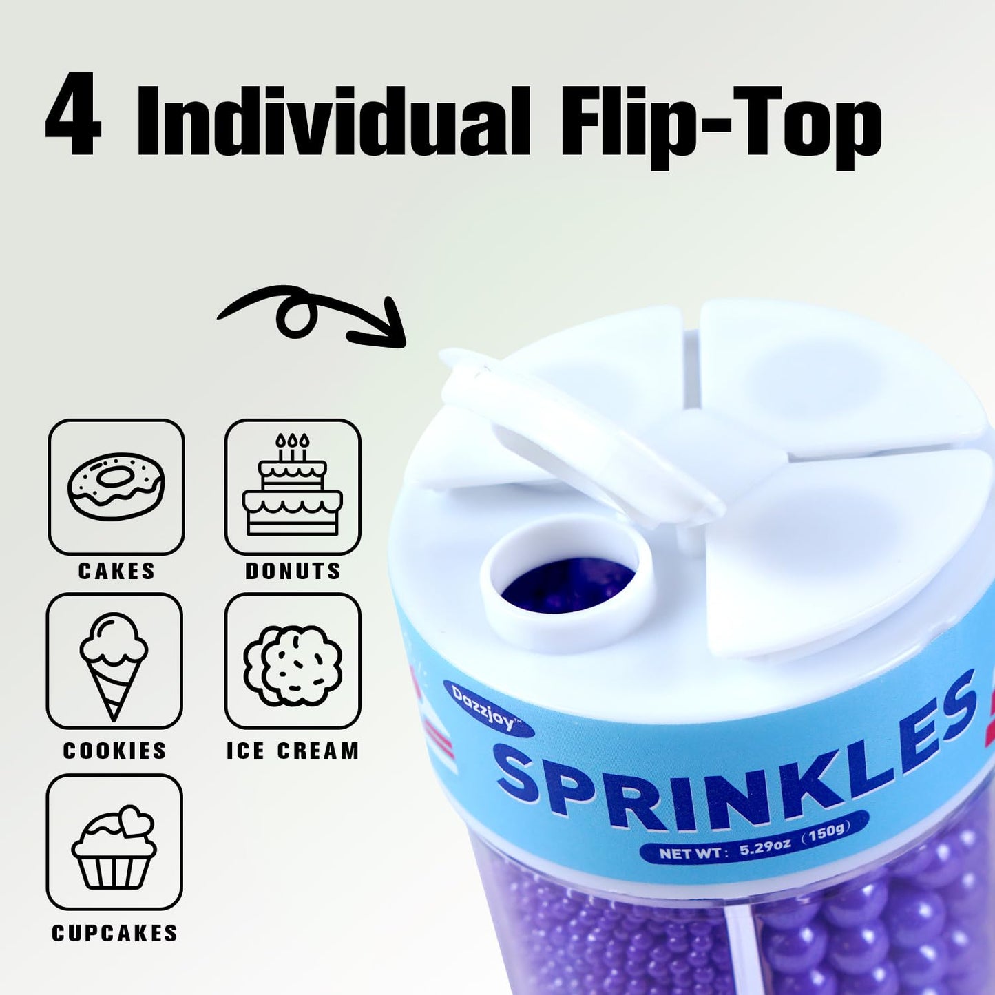 Dazzjoy Purple Edible Pearl Sprinkles, 150g/5.29oz, Purple Sprinkles for Cake Decorating, Cake Decoration & Cupcake Topper