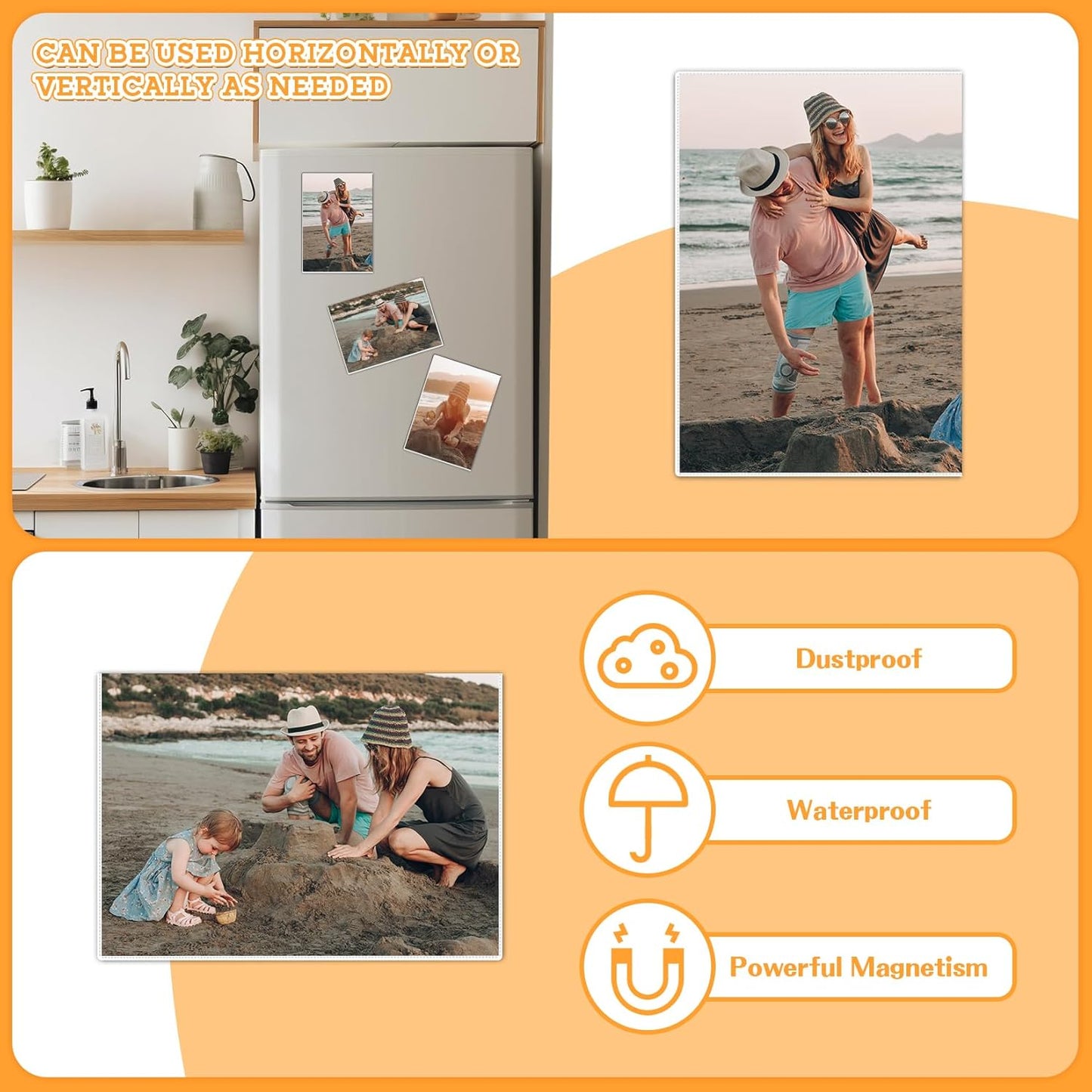 VNDUEEY 15 Pack Magnetic Picture Frames for Refrigerator 5x7 inch, Magnetic Photo Frames Reusable, Magnetic Pocket Picture Frame for Fridge, Locker, Home, School, Office