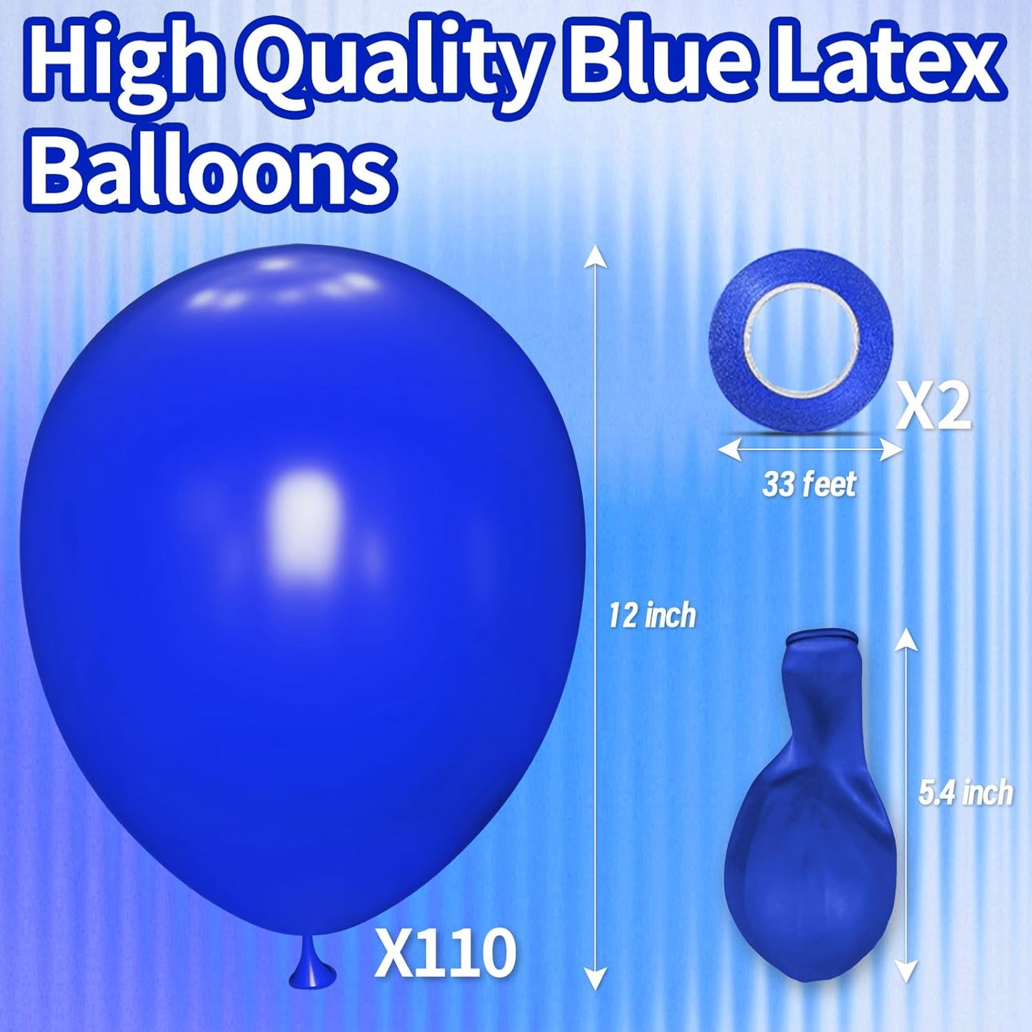 KAWKALSH Dark Blue Balloon 12 Inch, 110pcs Latex Party Balloons Helium Bright Color for Birthday Baby Shower Wedding Party Supplies Arch Garland Decoration