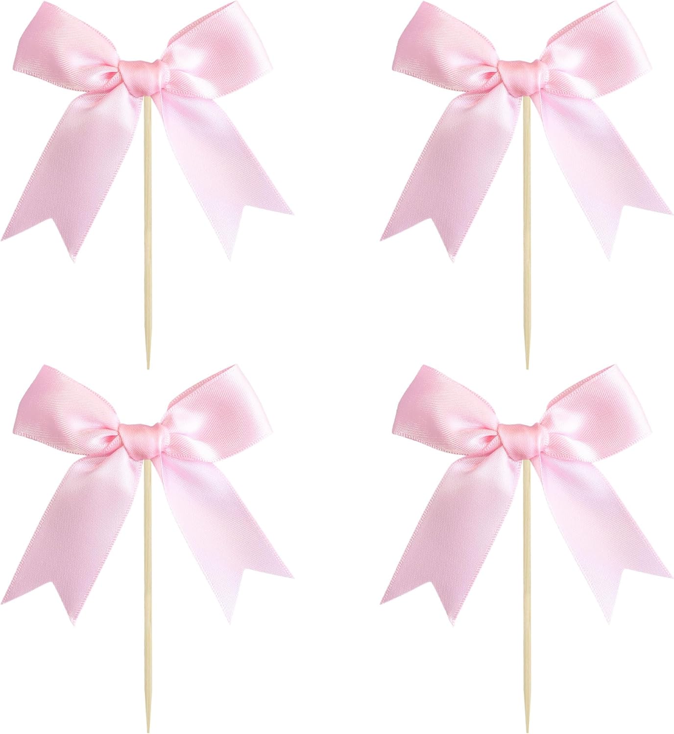 Gyufise 24Pcs Bow Cupcake Toppers Coquette Bow Girls Birthday Cake Decorations Bowknot Cake Toppers Bowknot Cupcake Picks for Baby Shower Birthday Wedding Bridal Engagement Party Supplies Pink