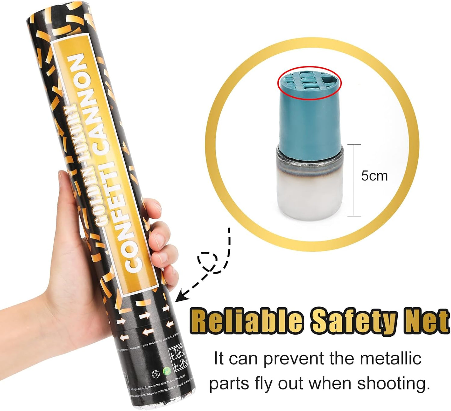 Confetti Cannon, 5 Packs Gold Confetti Poppers, 12 inch Party Poppers Confetti Shooters for Birthday, Wedding, Graduation, Anniversary, Parties, Christmas, New Year's Eve and Any Celebration