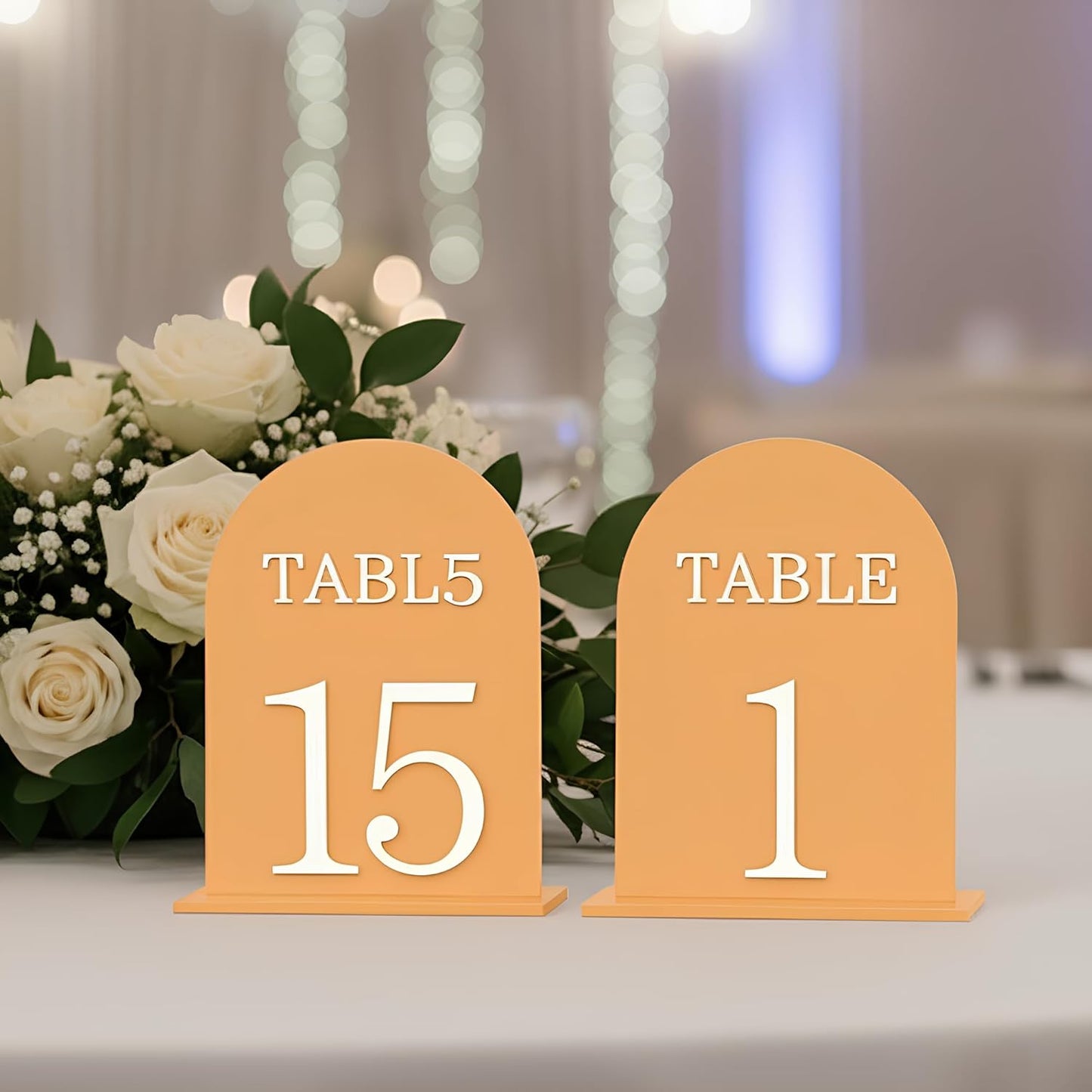 Arch Wedding Table Numbers 1-15 with Stands, 5" X 7" Double Sided Acrylic Wedding Sign Holders, Durable Non-Fading Table Number for Wedding Reception, Events, and Centerpieces