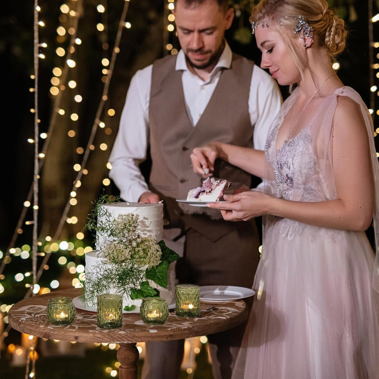 36pcs Assorted Green Votive Candle Holders, Tea Lights Candle Holder for Table Centerpiece, Green Candle Holders for Wedding, Bridal Shower and Tea Party Decorations