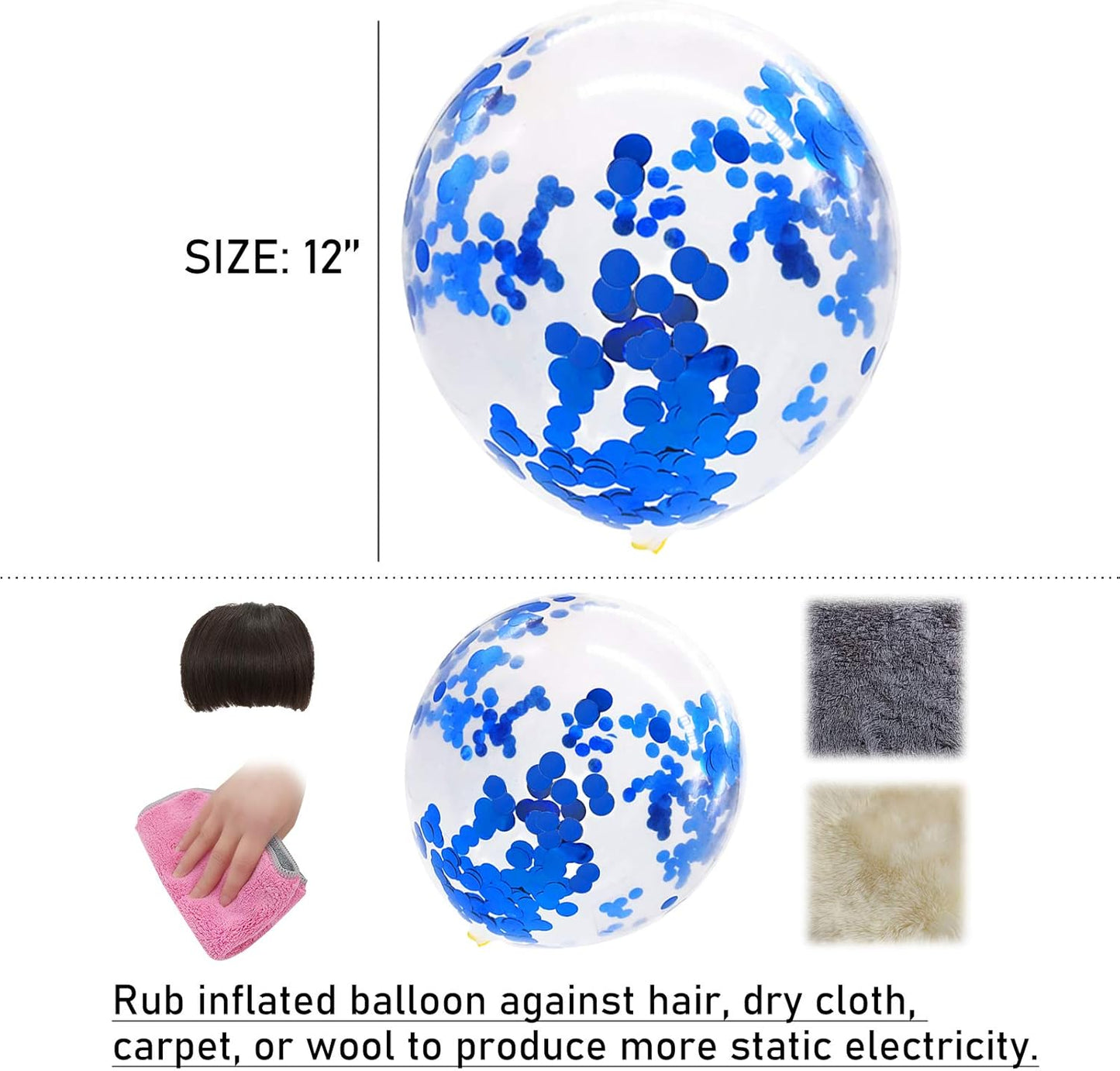 Blue Confetti Balloons, 25 Pcs Thickened 12 Inch Clear Latex Balloon with Confetti Inside for Graduation Decorations Engagement Bridal Shower Party Baby Shower Birthday Party Decoration Supplies