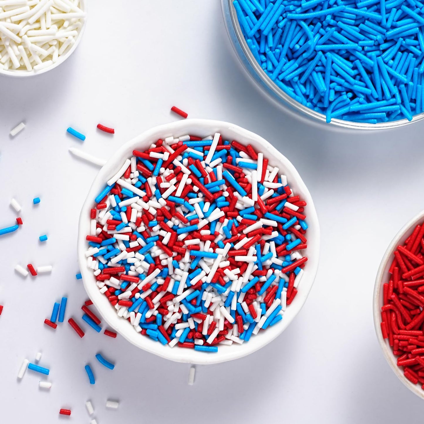 Edible White Sprinkles, White Jimmies Sprinkles, Jimmies for Cake Decorating, Cupcakes, Cake Toppers, Macarons, Cookies, and Ice Cream Toppers(120g/4.23oz)