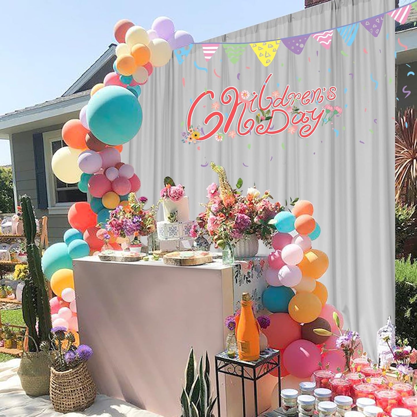 MYSKY HOME Light Grey Backdrop Curtains for Parties, Weddings, Stage - 5ft x 10ft, 2 Panels