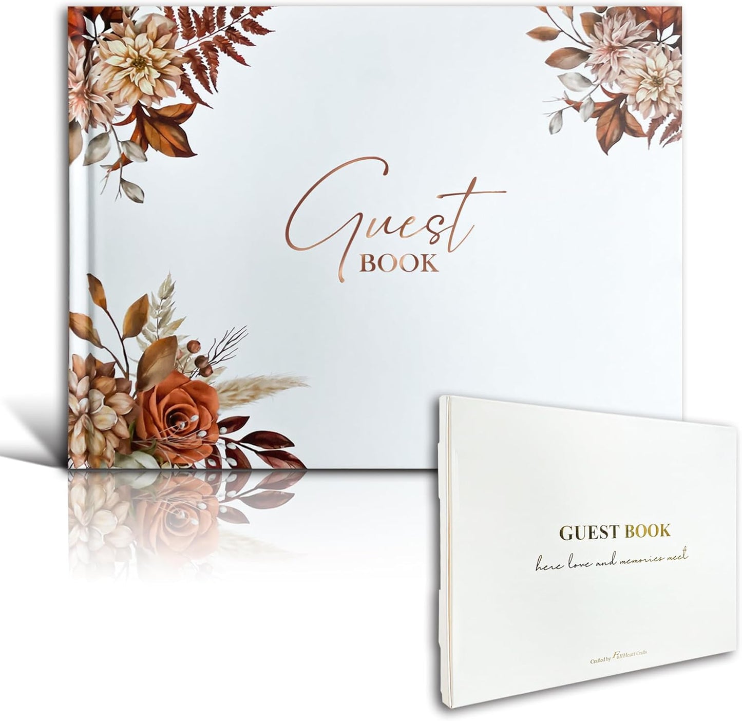 Mr&MrsGifts Elegant Wedding Guest Book Wedding Reception Hard Cover Guest Sign in Book for Wedding, Bridal and Baby Shower(Flower)