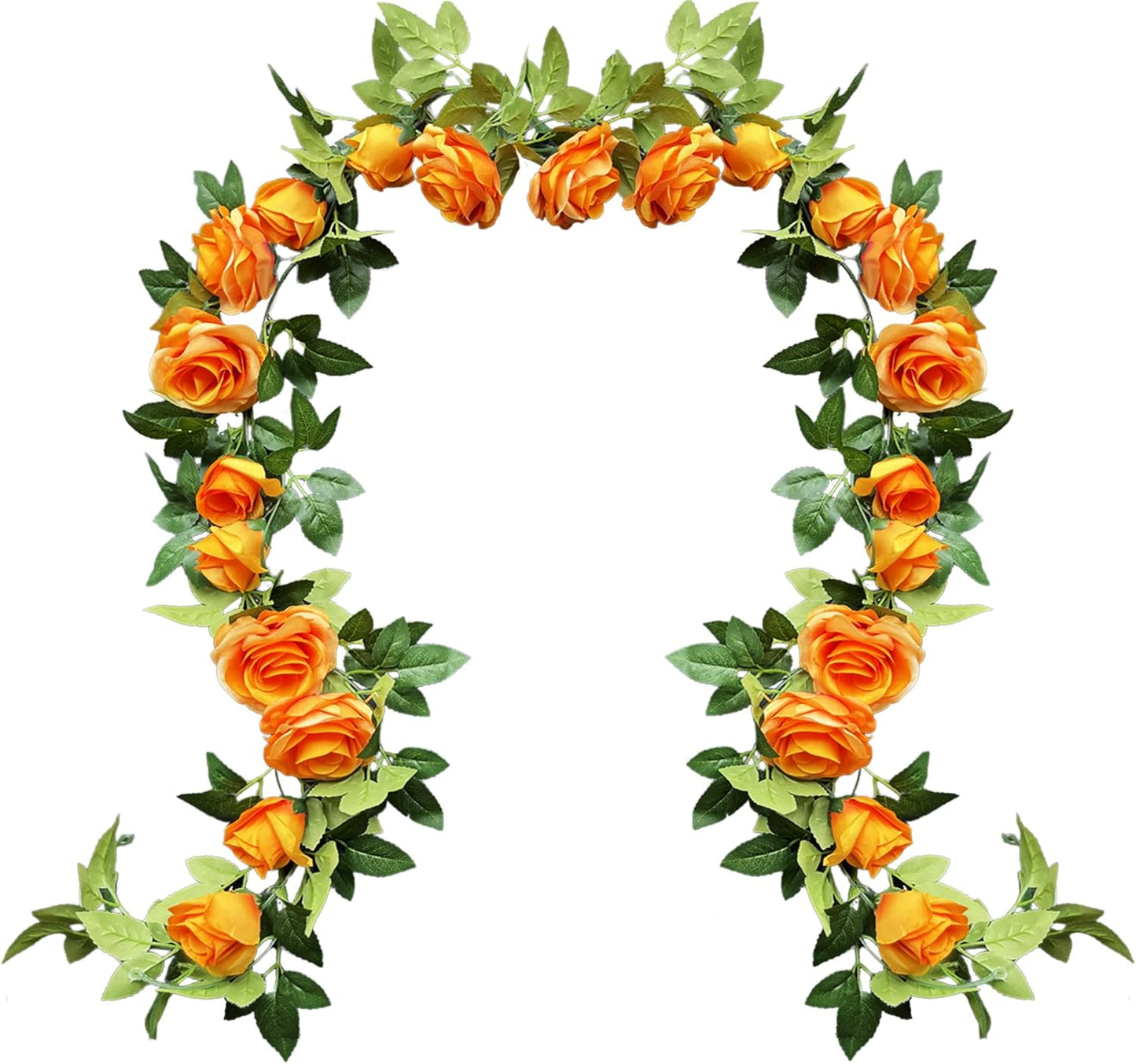 UKELER 2 Pack Artificial Flower Garland Rose Floral Vines Artificial Flowers Hanging Rose Flower Plants for Garden Craft Home Decor, Orange
