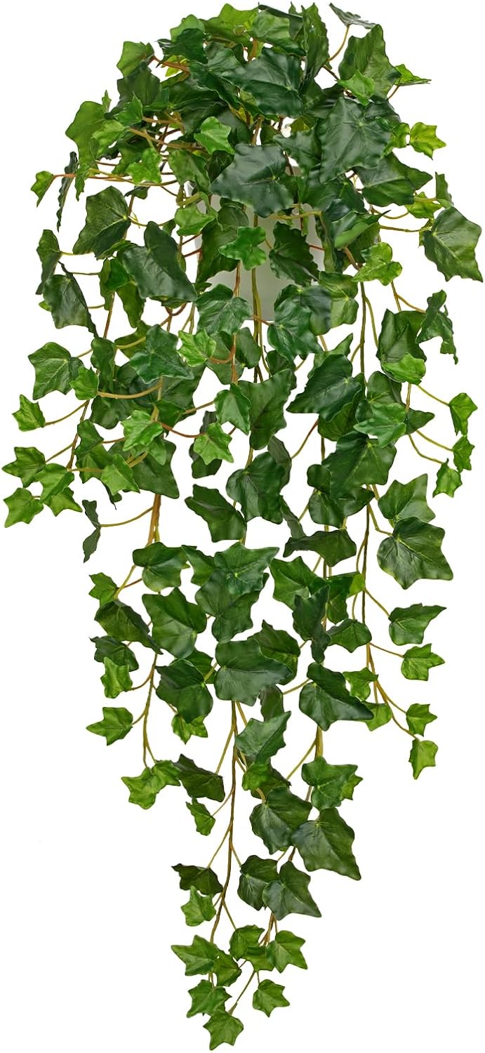 Hollyone Artificial Hanging Plants Potted 31.4" Fake Ivy Vine Faux Ivy Leaves Hanging Greenery Plant in White Pot for Home Indoor Wall House Room Patio Shelf Office Decor