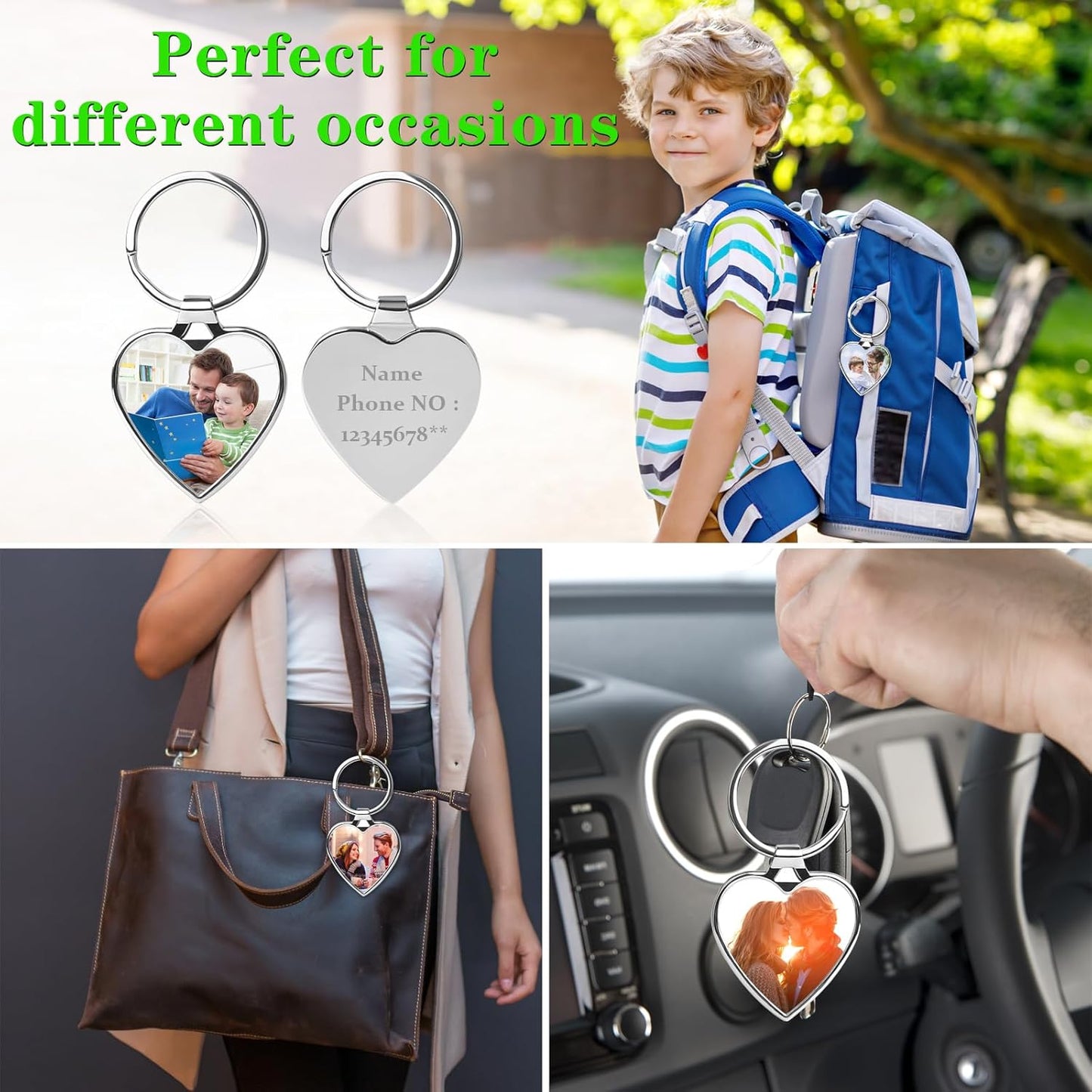 Double Side Custom Keychain with Picture Personalized Engraving Photo Text Customized Gifts for Men Women