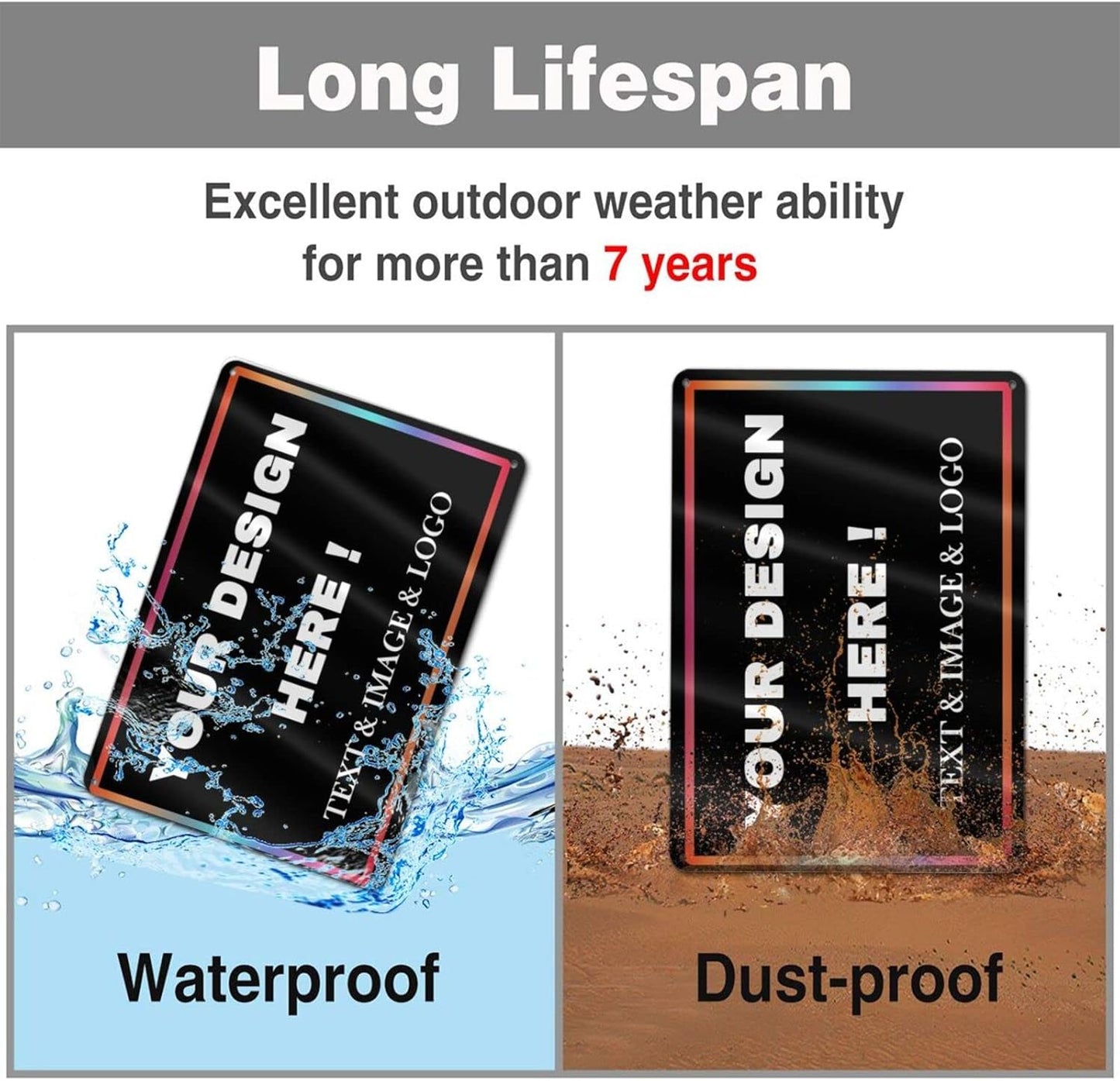 Custom Signs Outdoor Metal Sign - 12 x 8 Customized Personalized Aluminum Signs for Office, Home, Business, Decor, Custom Road Signs, Rust-Proof Sign (Colorful Text Box)