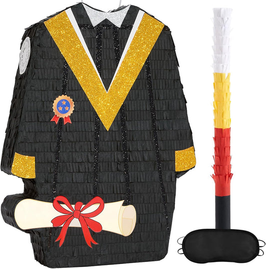 WERNNSAI Graduation Piñata - Graduation Gown Piñata with Blindfold and Bat Graduation Party Game Decorations for College School Elementary Kindergarten Party Games Supplies (12.5" x 16.5" x 3")