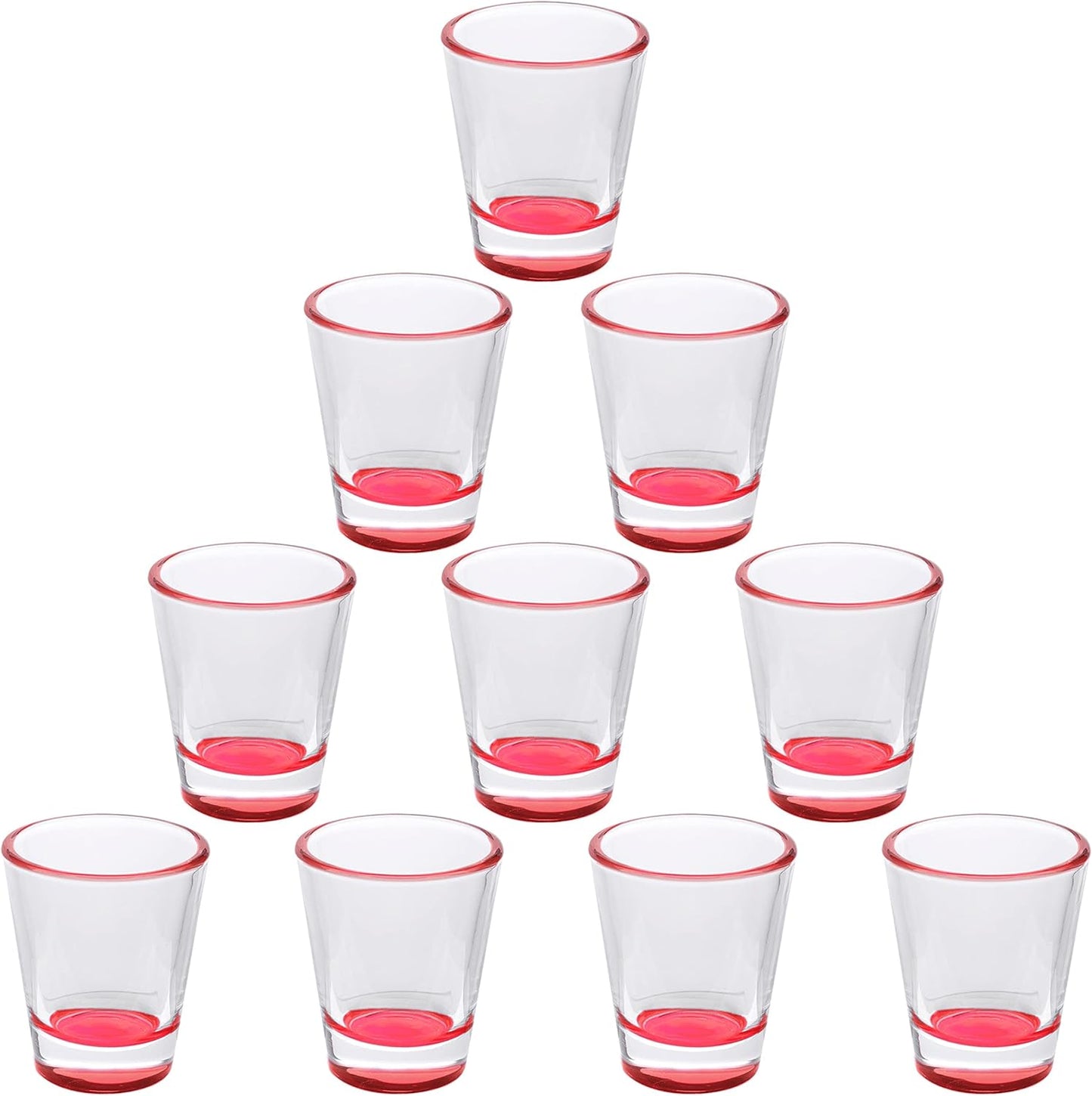 DISCOUNT PROMOS Shot Glasses Set 1.75 oz. Set of 10 Bulk Pack, Wedding Favor, Birthday Party, Tequila Shot Glasses, Vodka Shot Glass - Red Bottom Color