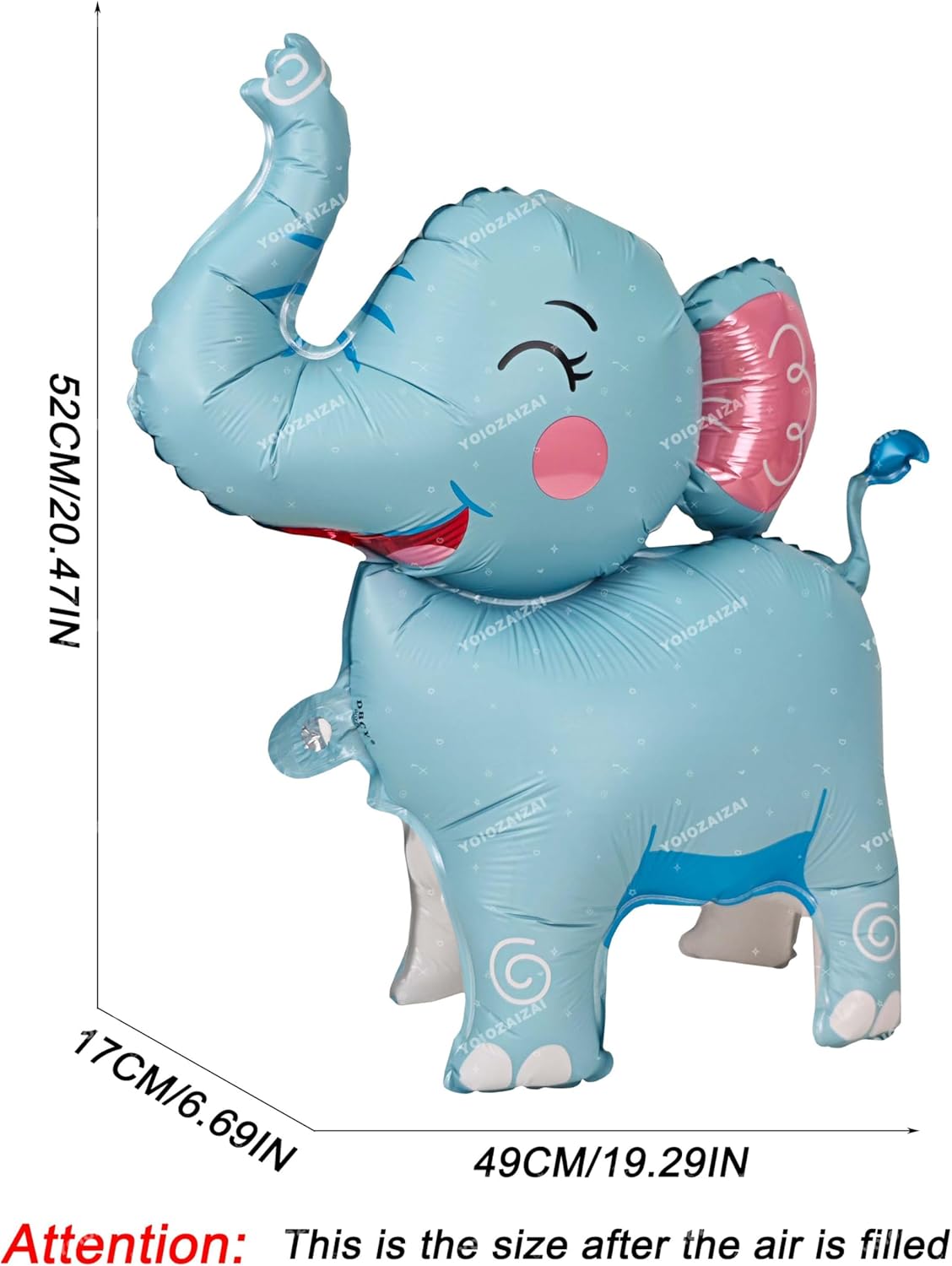 2PCS Matte self-standing elephant animal balloon 3D Jungle Large Elephant Foil Balloons For Kids safari themed birthday party gender indication baby shower Decor supplies Blue