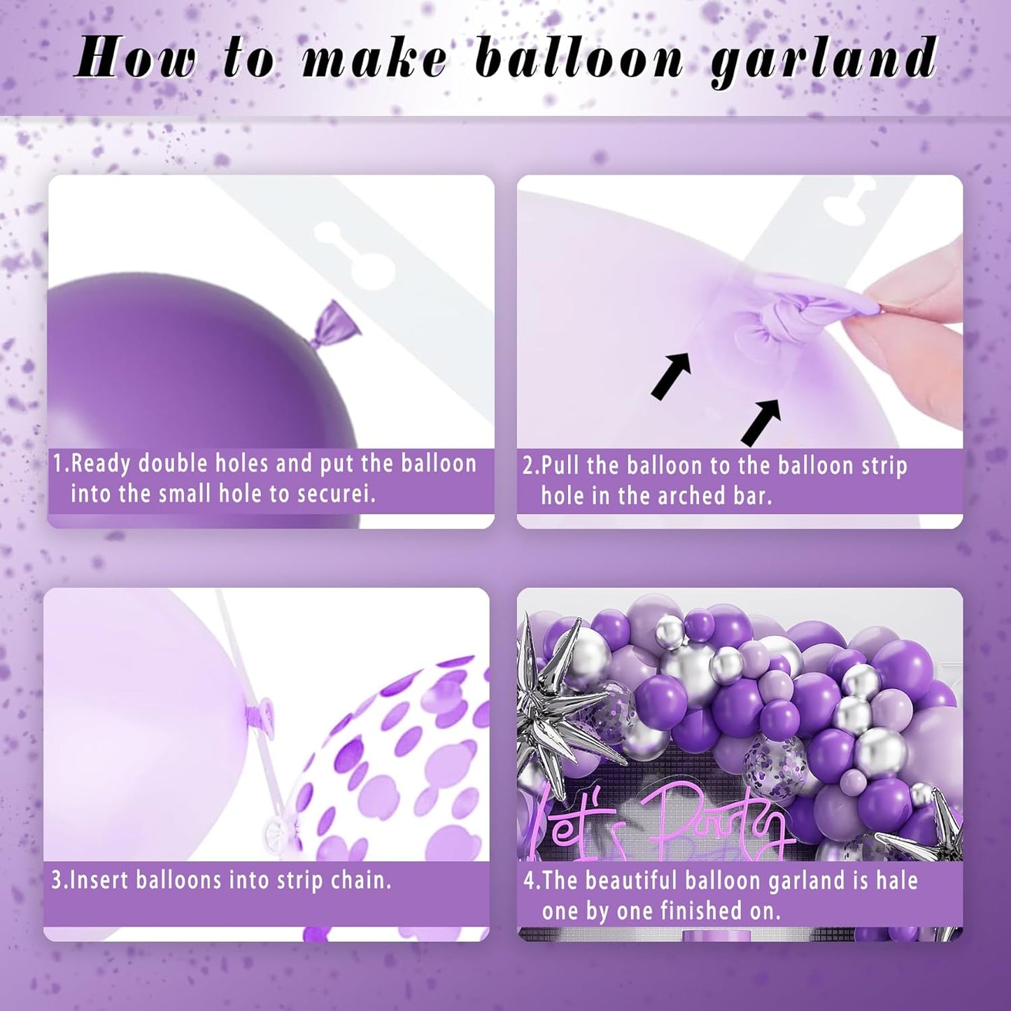 Purple Balloons Garland Arch Kit,127PCS Lavender Purple Light Purple Confetti Latex Metal Aluminum Foil Balloons for Baby Shower Ladies Birthday Wedding Party Decor Supplies