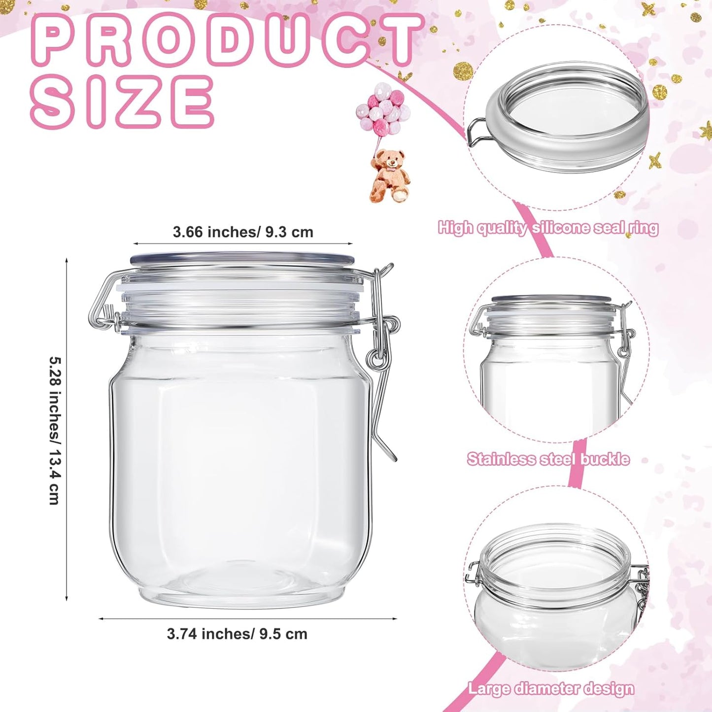 Roowest Baby Shower to Baby Advice Cards for New Parents to Be - Tip Jar Sign for New Parents 60 Parenting Advice Cards 10 HB Pencils 2 Cute Stickers 1 Pet Bottle for Guests Games(Pink Bear)