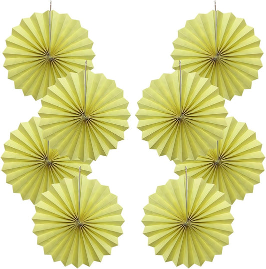 Yellow Hanging Paper Fans,Yellow Accessories Paper Decorations for Party,Color Party Decorations,Bee Themed Classroom Decor,12in Hanging Paper Fans 30 Color DIY Set （Light Yellow）