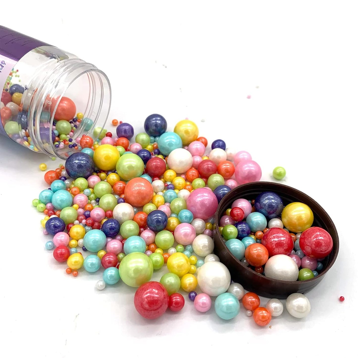 Weraru Edible Mixed Pearl Sugar Sprinkles Candy Mixing Size Baking Edible Cake Decorations Cupcake Toppers Cookie Decorating Celebrations Wedding Shower Party Chirstmas Supplies 120g/ 4.2oz