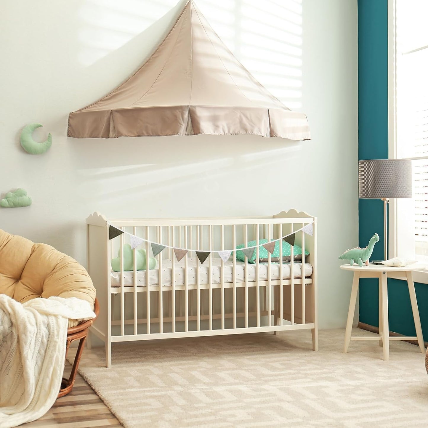 Oudain 15.5 ft Pennant Banner Flags, 2 Pcs Nursery Garland Triangle Bunting Flag Baby Banner for Nursery Decor Baby Birthday Boho Wedding Shower Party Event, Each 7.75 ft(Deep Color)