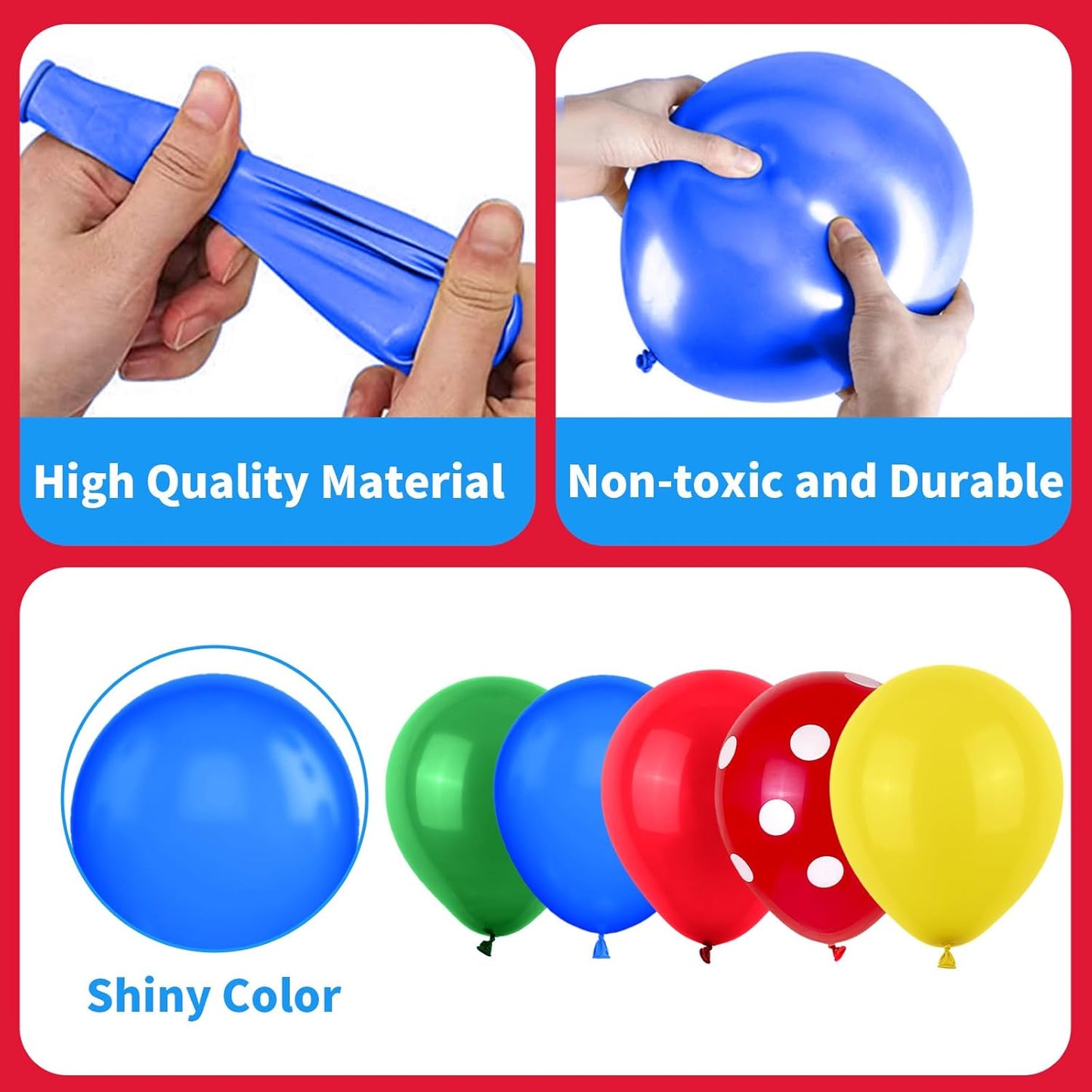 Red Yellow Blue Balloons, Red Blue Green Party Balloons Red Polka Dot Balloons Carnival Circus Balloons Yellow Green Latex Balloons For Kids Adults Birthday Carnival Theme Party Wedding Baby Shower