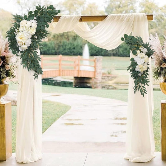 Ivory Wedding Arch Draping Fabric 4 Panels 29" x 20 FT White Drapes for Backdrop Sheer Curtains Wedding Drapes for Romantic Bridal Baby Shower Ceremony Birthday Party Fall Outdoor Events