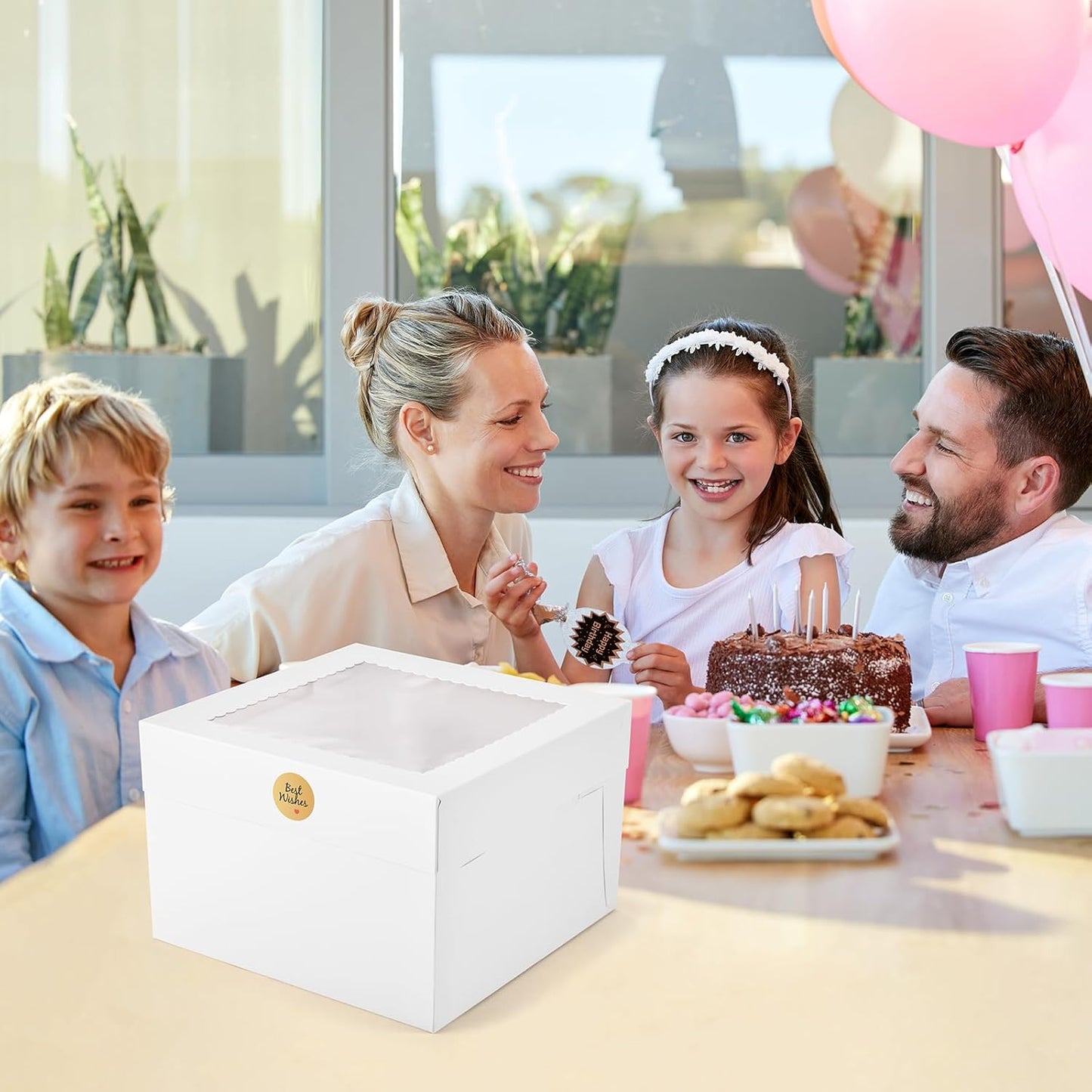 12Pcs Cake Boxes, 12x12x8 Inches Tall Bakery Boxes with Window, Large White Disposable Tier Cake Containers for Pastries, Pie, Cookies, Chocolates, Cupcakes, Birthday Party Dessert Boxes