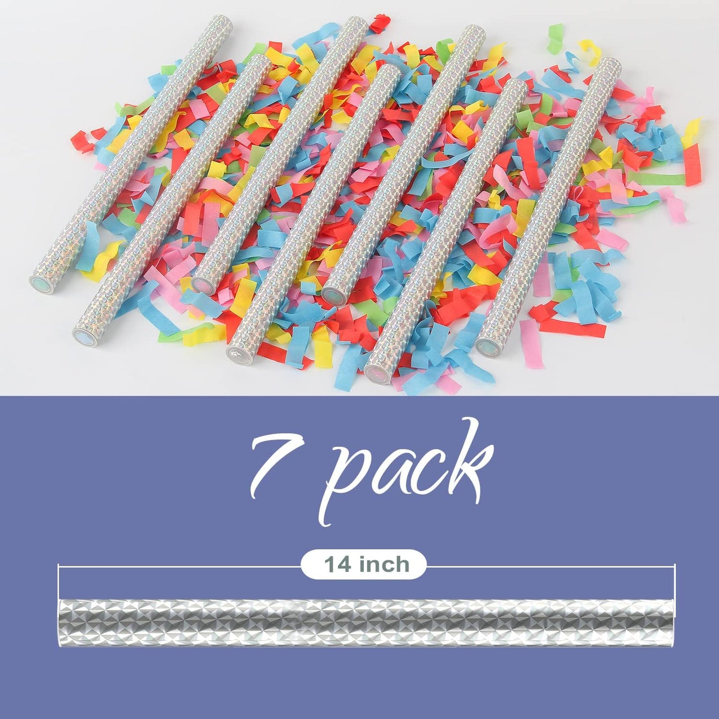 BATTIFE 7Pack Confetti Wands, Colorful Tissue Paper Flick Flutter Sticks, Confetti Shoots Poppers for Wedding, Celebrations, Anniversary, Birthday, Multi-Color, 14inch