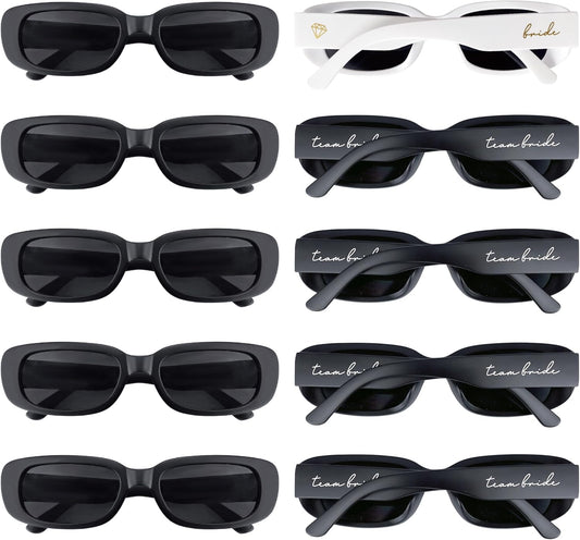 Bride Squad Bachelorette Party Favors 10 Pcs Team Bride Sunglasses Retro Rectangle Bridesmaid Gifts Sunglasses