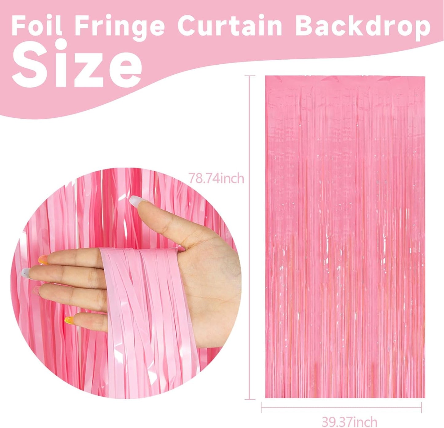 10 Pack Pastel Pink Streamers Party Decorations Party Backdrop Foil Fringe Tinsel Curtain Halloween Baby Shower Valentines Wedding Birthday Decorations for Women