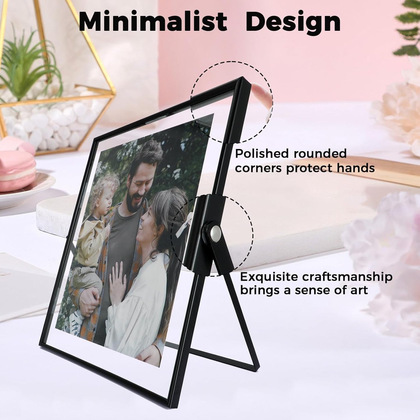 Black Floating Frame, 10"x12", Vertical, For Picture 9x11, 8.5x11, 8x10, 7x9, Tabletop Shelf Photo Frames, Classy Gift For Thanksgiving, Wedding, or Birthday