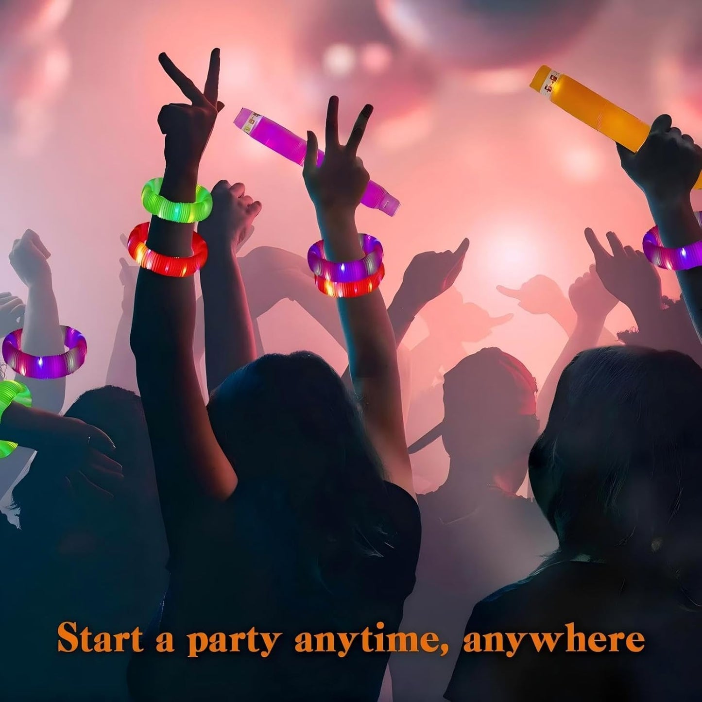 Pink 24 Pack Light Up Party Favors Supplies,Bulk Glow Sticks Bracelet,Necklace Accessories for Kids,Birthday Return Gifts Treats,Easter Basket Goodie Bag Stuffer Fillers for Boys Girls