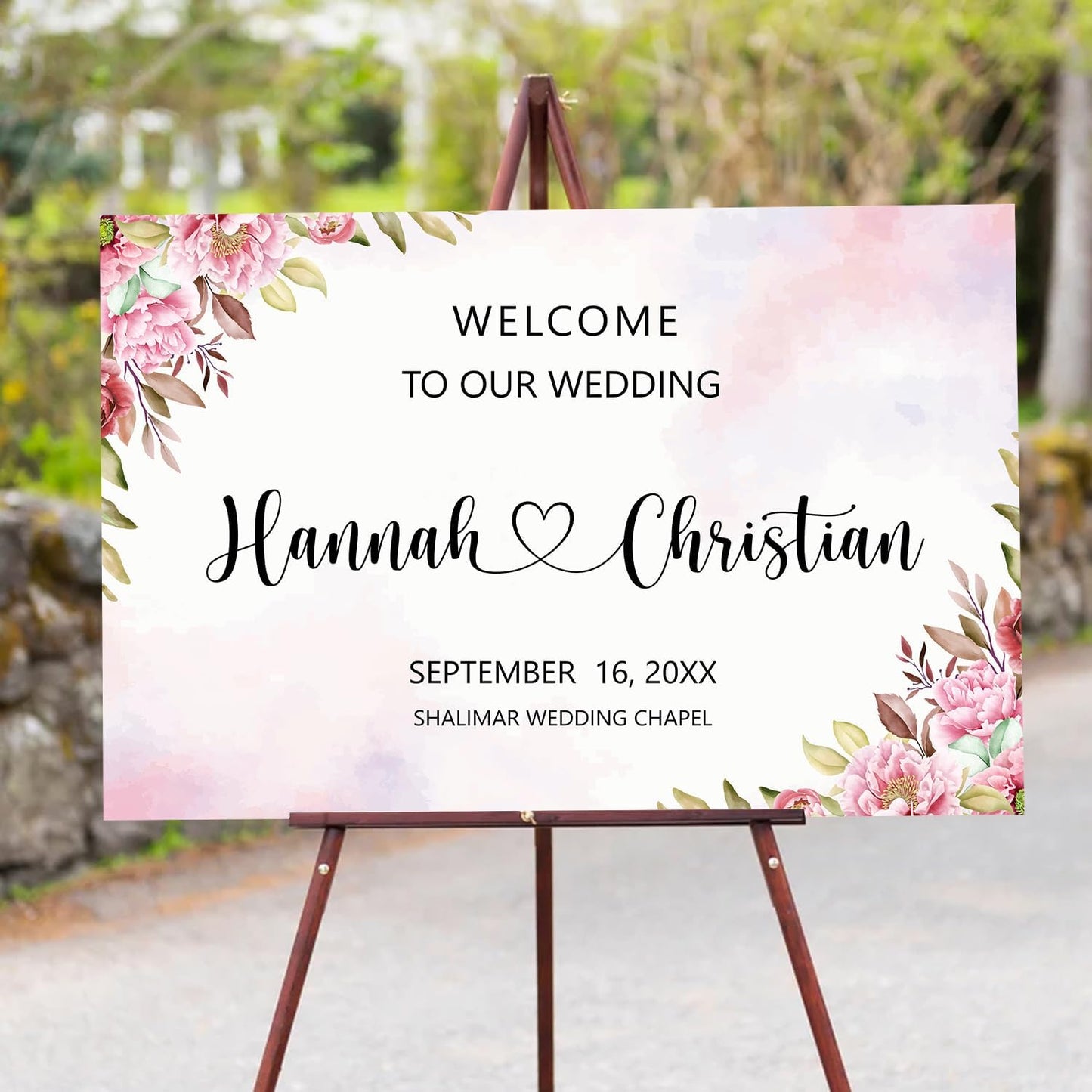 Ethereal Blush Wedding Welcome Sign Template, Editable Printable Modern Rose & Geranium Floral Sign for Ceremony or Reception, Wedding Decor Bundle