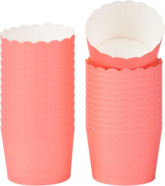 Panificio 3 Ounce Cupcake Wrappers, 200 Scalloped Baking Cups - Oven-Ready, Greaseproof, Red Paper Cupcake Liners, Disposable, For Birthdays, Baby Showers, Or Weddings - Restaurantware