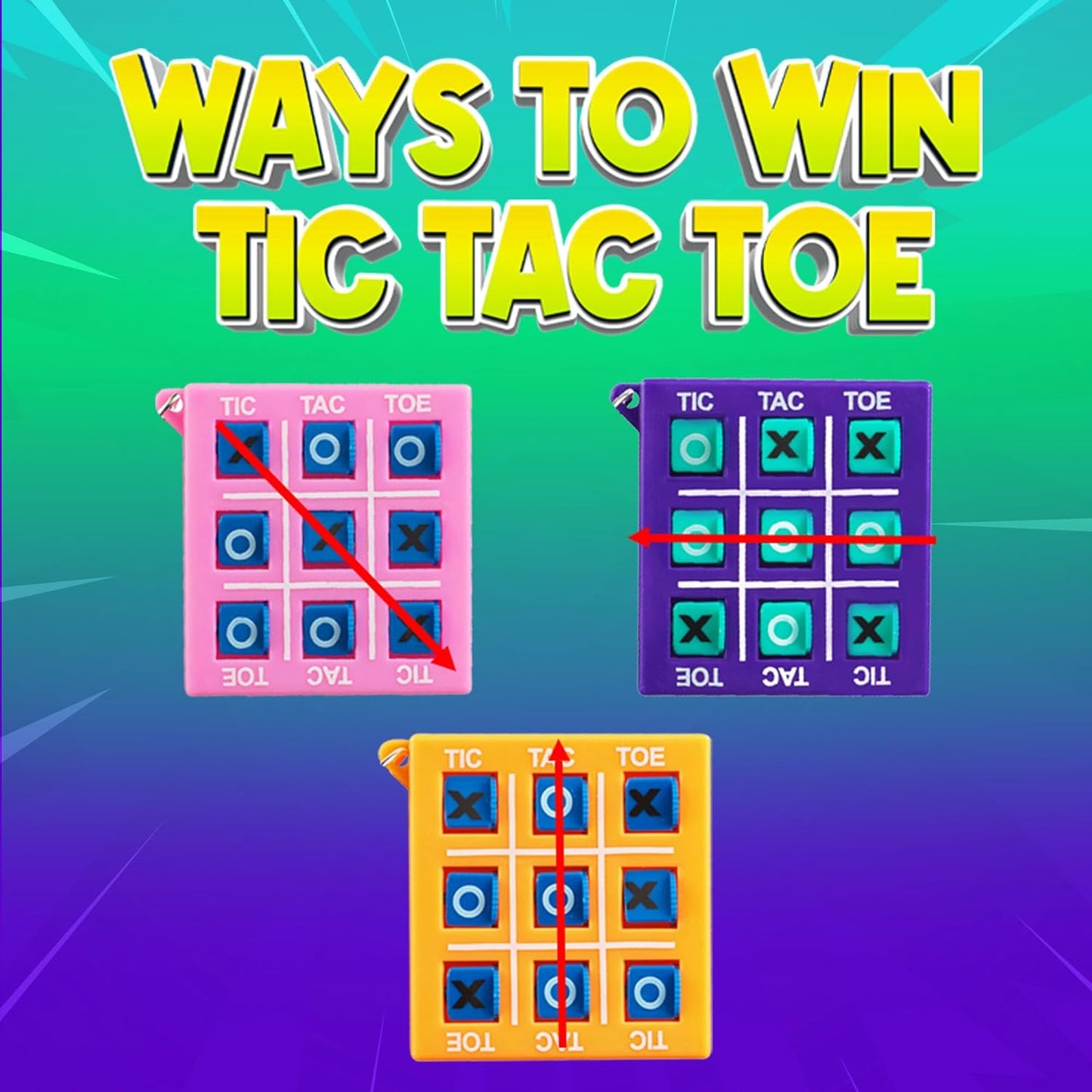 Mini Tic Tac Toe Keychain Games - (Bulk Pack of 24) 2-Inch Travel Tic-Tac-Toe Mini Board Game for Kids, Boys & Girls Party Favors, Goody Bag Stuffers, Classroom Prizes, Backpacks, Birthday Gifts