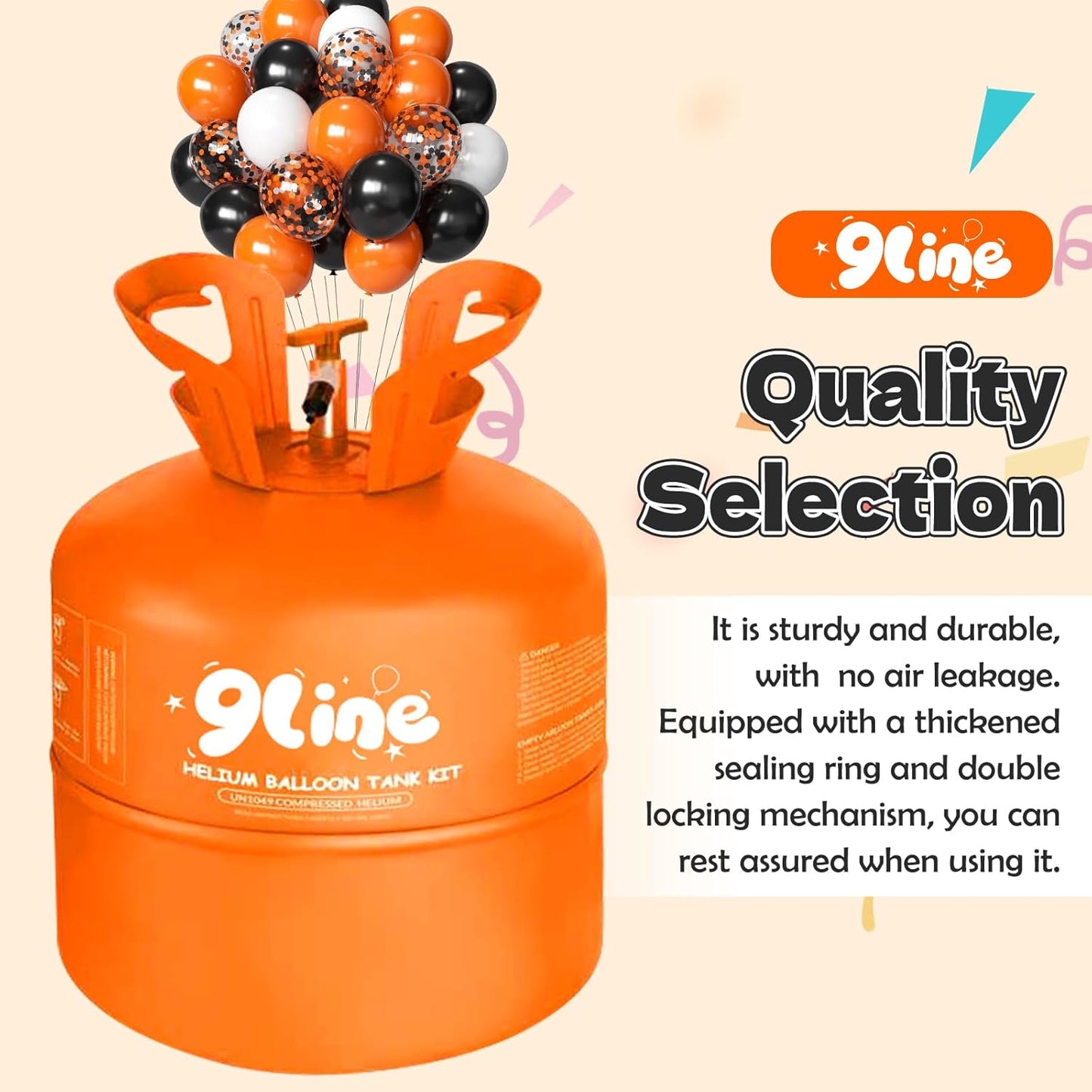 13L Helium Tank Up To 50 Latex Balloons,Helium Tank For Balloons At Home,50 12-Inch Orange&Black Latex Balloons, 5 Foil Balloons, 1Halloween 5.9X3.6Ft Backdrop, 8 Accessory Tools