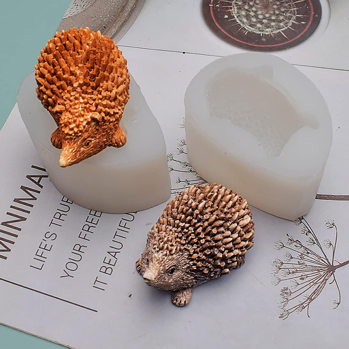 Cute 3D Hedgehog Scented Candle Mold 2 Pack Hedgehog Mold Silicone Mold for Candles Home Decoration Silicone Mold for Resin Hedgehog Resin Mold Cartoon Mold Animal Resin Mold