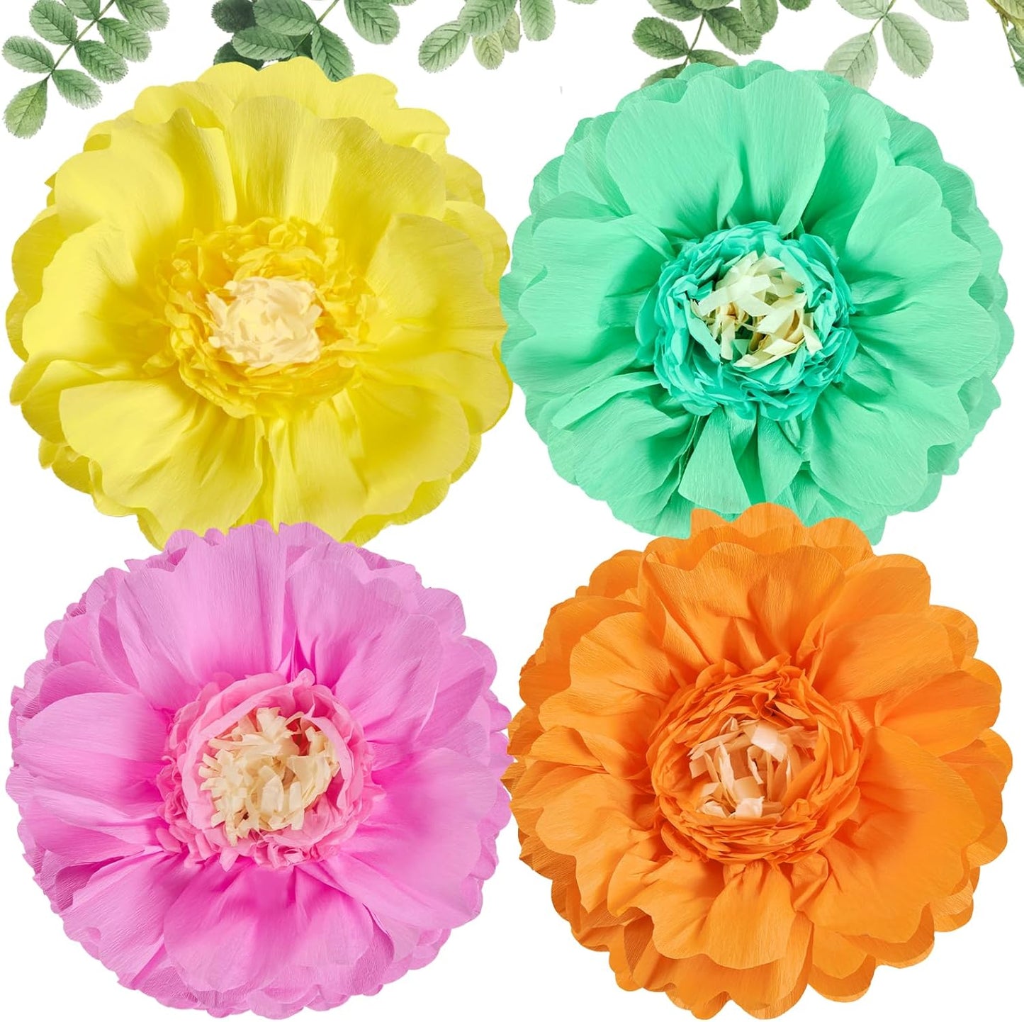 SUNBEAUTY Giant Colorful Paper Flowers Party Decorations 20" Large Fiesta Bulletin Board Tissue Pom poms Room Wall Decor for Birthday Wedding Bridal Babyshower Backdrop Hanging Tea Party Supplies