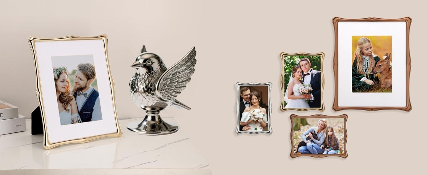 5 x 7'' Premium Alloy Silver Photo Frame - High-End Decor 7x5'' Picture Frames with Velvet Backing,Hi End Décor Metal Frames