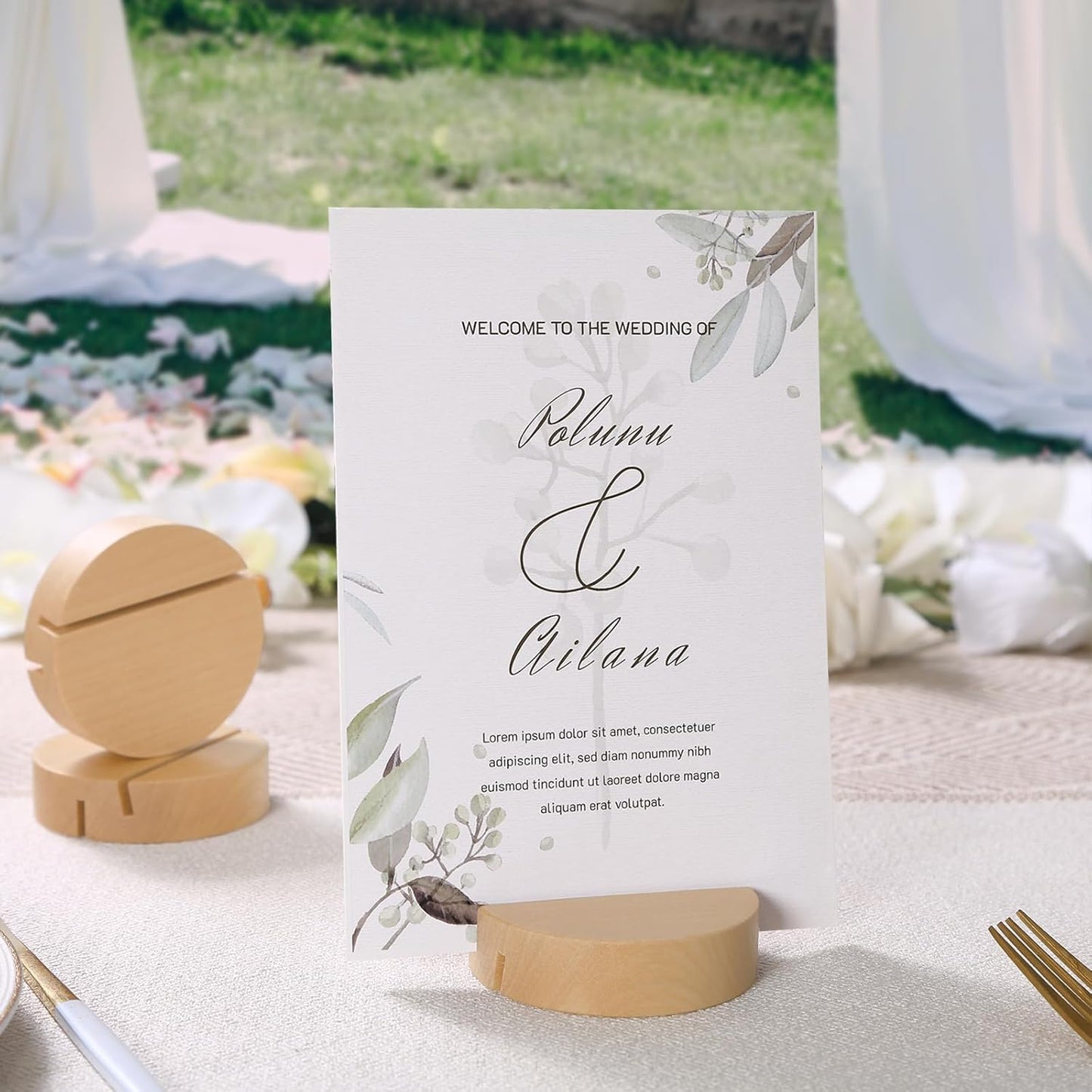 UNIQOOO 10 Pack 3" Round Birch Wood Stands for Wedding Acrylic Sign, Wood Table Number Holders for 1/8 Thick Acrylic Sheets | Wedding Display Stand, Card Holder for Bar Menu, Retail Sign, Party