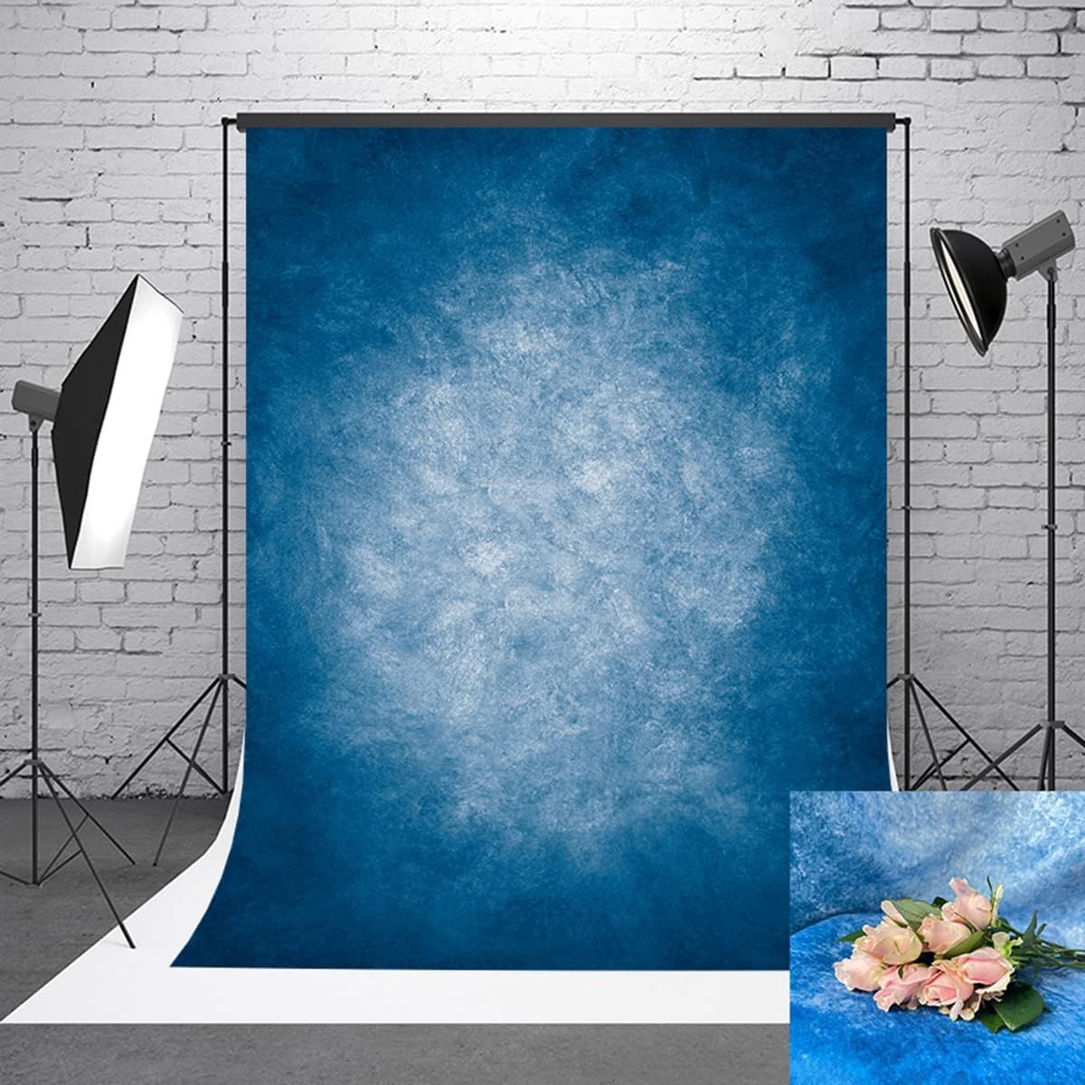 6x9ft Dark Blue Gradient Portrait Photo Backdrops Bright Center Abstract Photography Backdrop for Studio Photo Booth Prop Banner Decor Background
