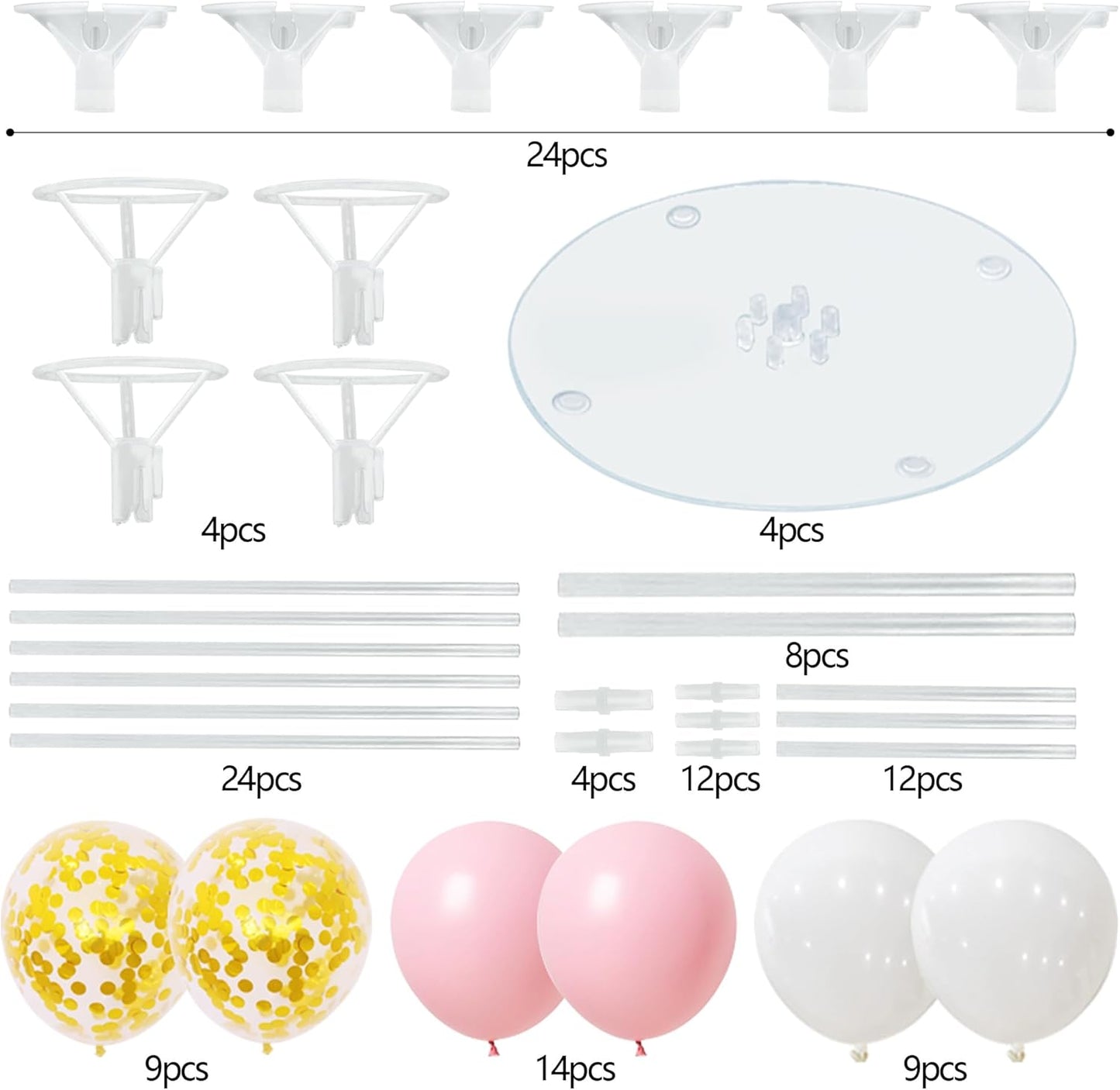 4 Balloon Stand Kit For Table Centerpieces Pastel Pink Balloons Holder Baby Shower Party Decorations