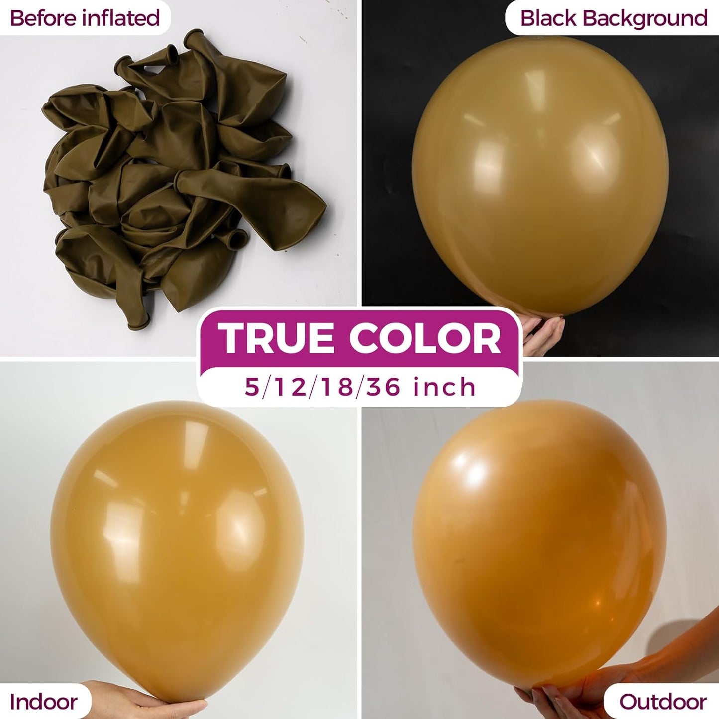Bezente Brown Balloons Latex Party Balloons - 100 Pack 12 inch Round Helium Brown Balloons for Birthday Bridal Shower Wedding Graduation Anniversary Party Decorations