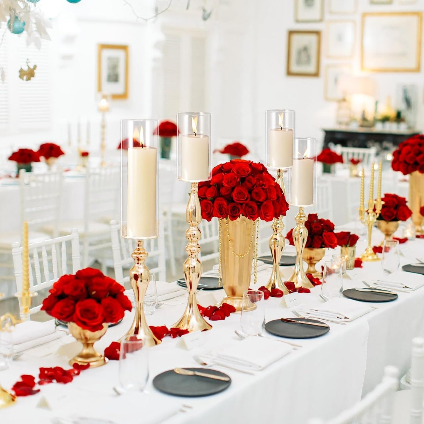 12 Pcs Thin Glass Cylinder Vases 2.5''/3.3'' Diameter 2mm Wall Thickness Clear Flowers Vase Hurricane Floating Candles Holders for Table Centerpieces Wedding Decor (2.5'' X 5'',6'',8'')