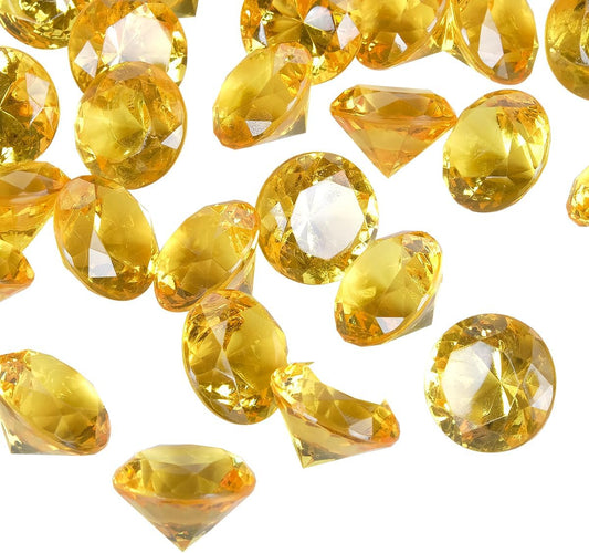 Acrylic Diamond Fake Gems Vase Filler, Babenest 240pcs 3/4 Inch Faux Diamonds Crystals Jewels for Table Scatters Wedding Party Event Arts & Crafts Birthday Decoration Favor (Gold)