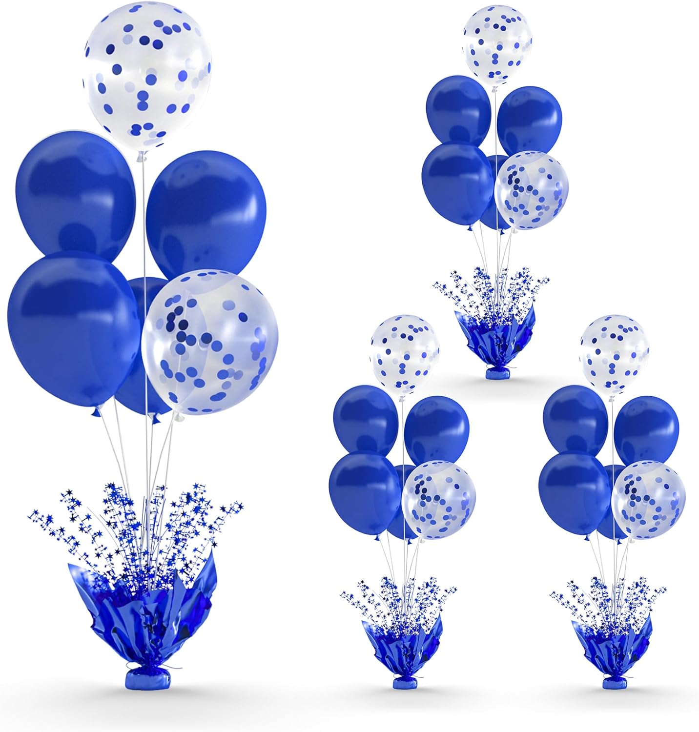 4 Set Blue Balloon Table Centerpieces for Birthday Parties, Balloon Stand Kit with Blue Balloons for Table Decoration